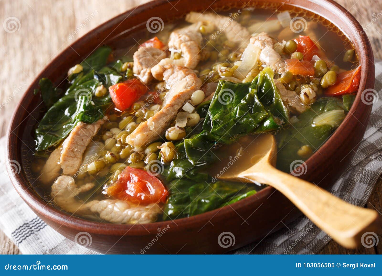 Filipino Soup of Beans Mung with Pork Closeup in a Bowl. Horizon Stock ...