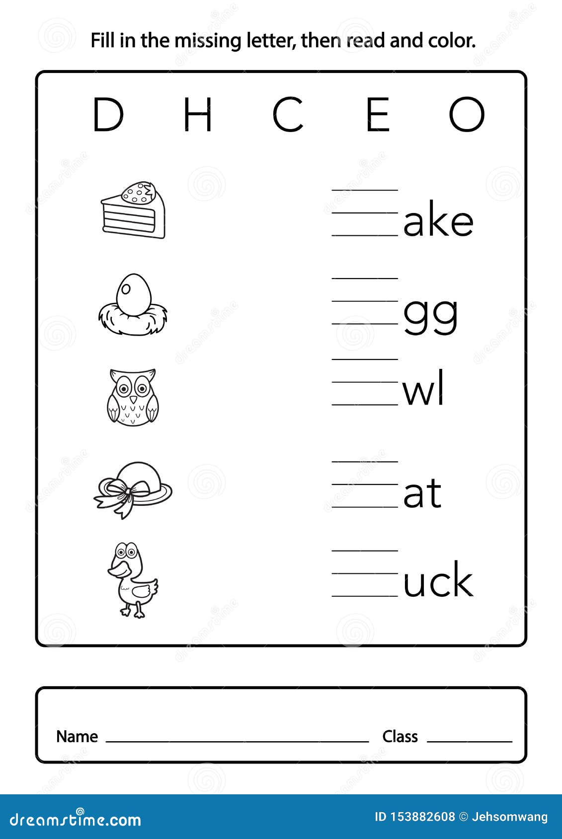 fill in the missing letter, then read and color