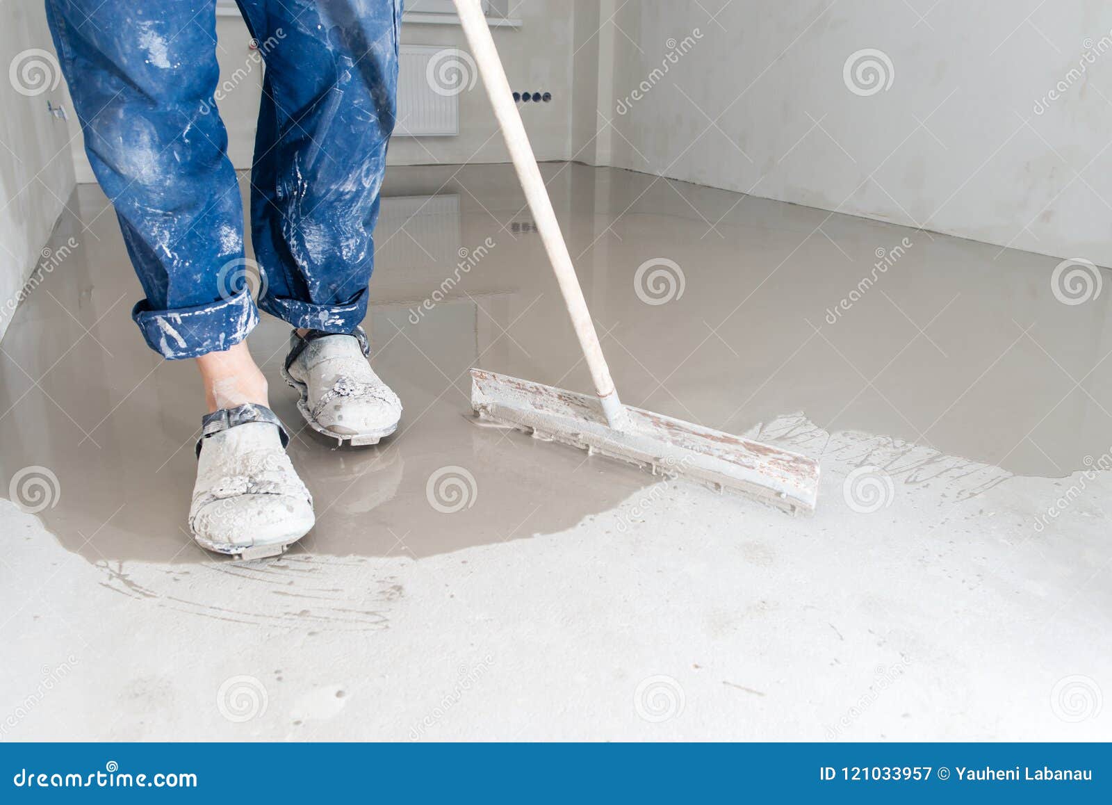 Repair Work Pouring Floors In The Room Fill Screed Floor Repair And Furnish  Worker Use A Spatula To Level The Solution Stock Photo - Download Image Now  - iStock
