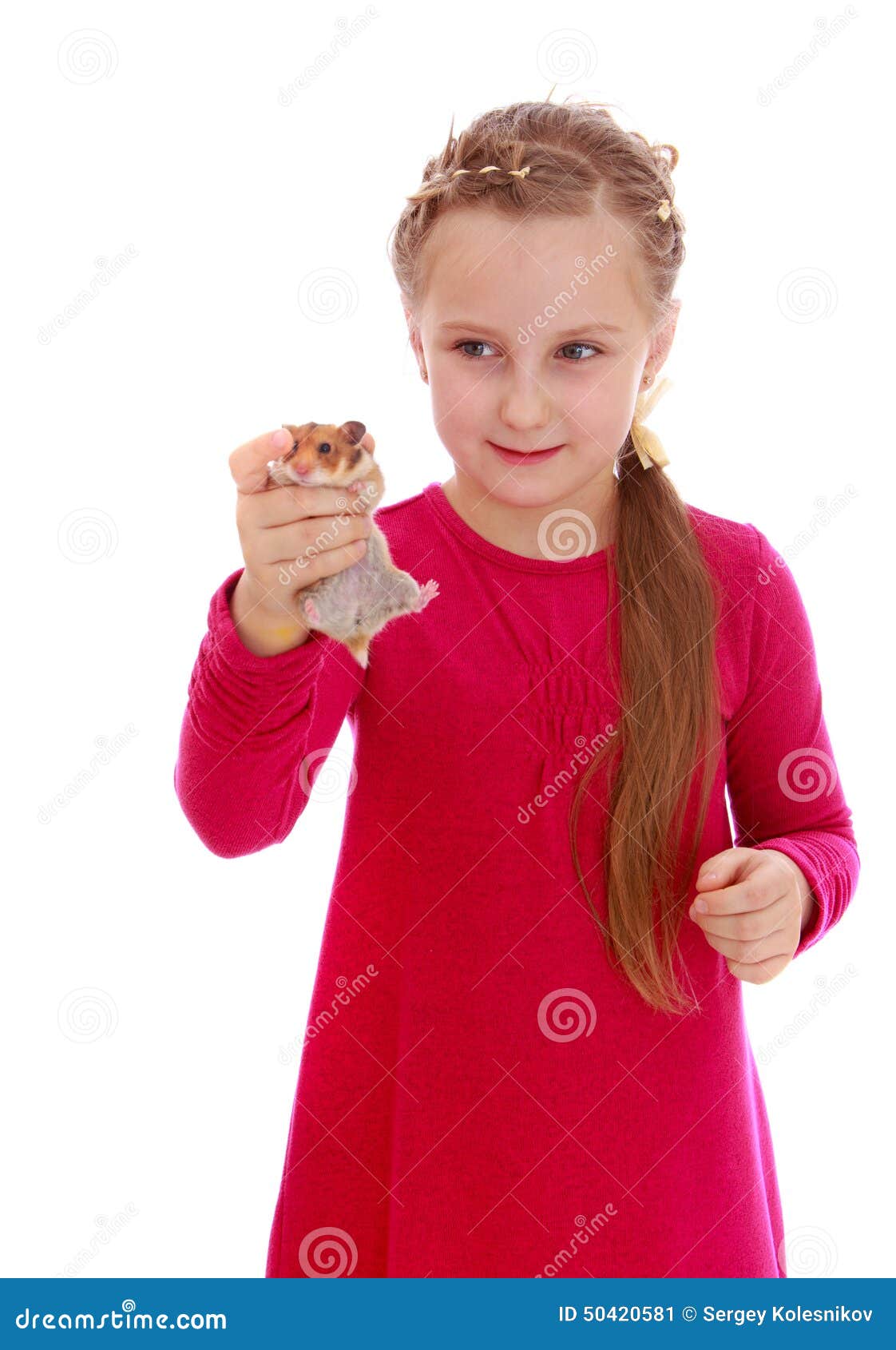 Fille Avec Du Charme Jouant Avec Un Hamster Image stock Image du