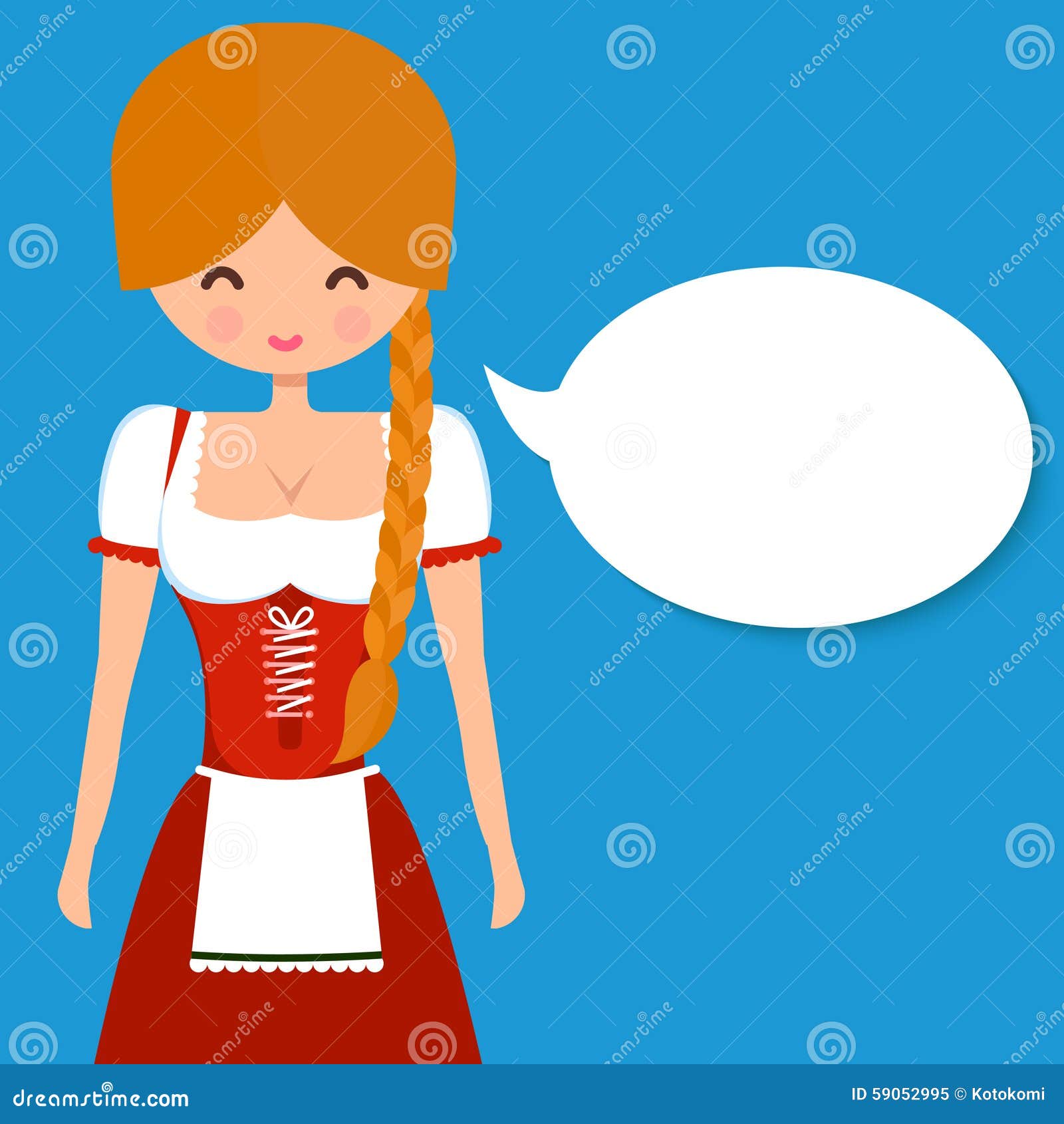 Fille Blonde Mignonne Dans La Robe Allemande Traditionnelle Illustration de Vecteur