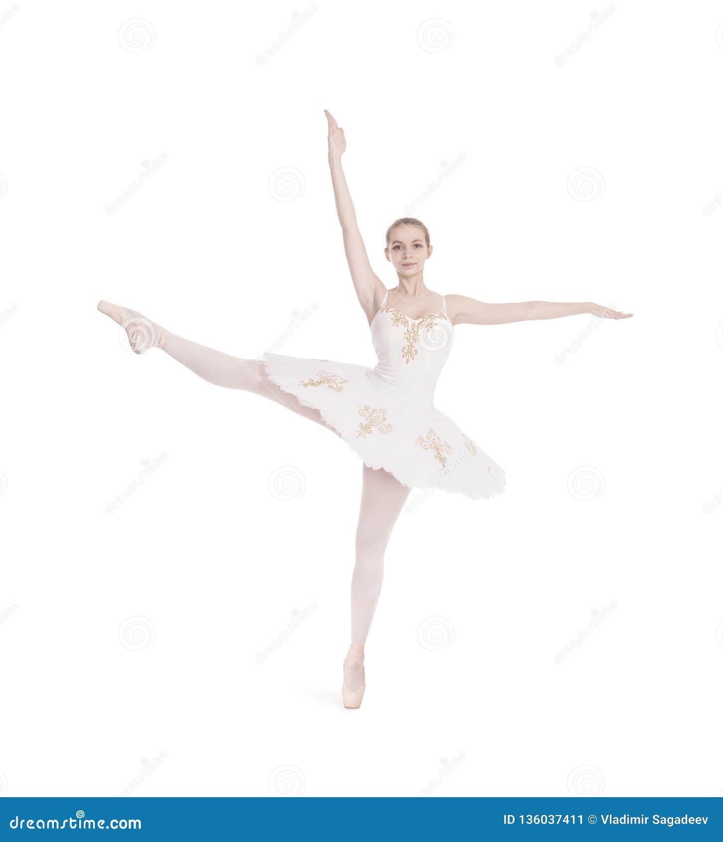 Fille Dans Le Ballet Blanc De Danse De Tutu Image stock - Image du