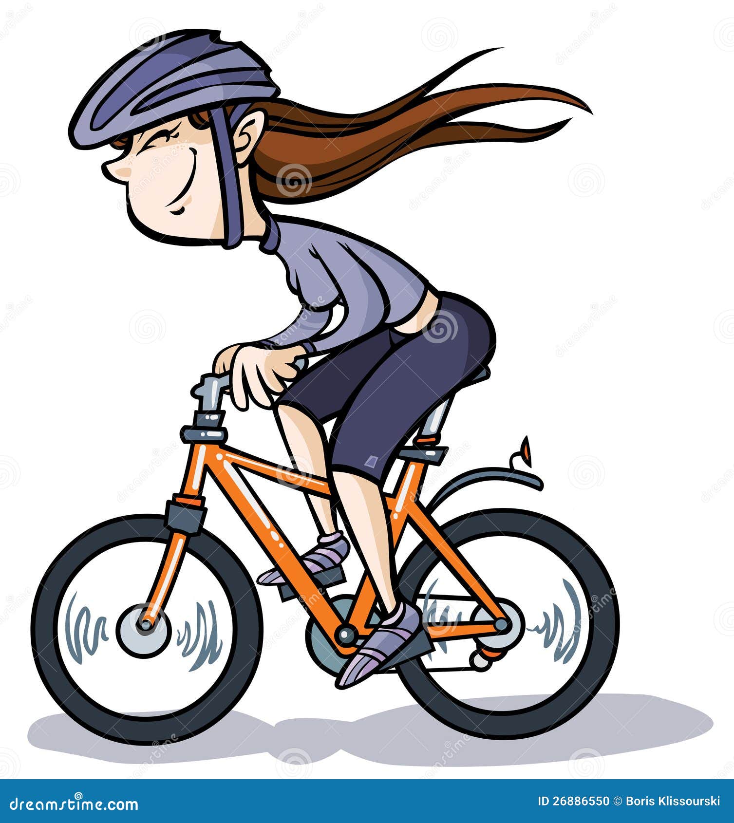 Fille De Dessin Animé Sur Le Vélo. Illustration de Vecteur - Illustration  du drôle, vitesse: 26886550