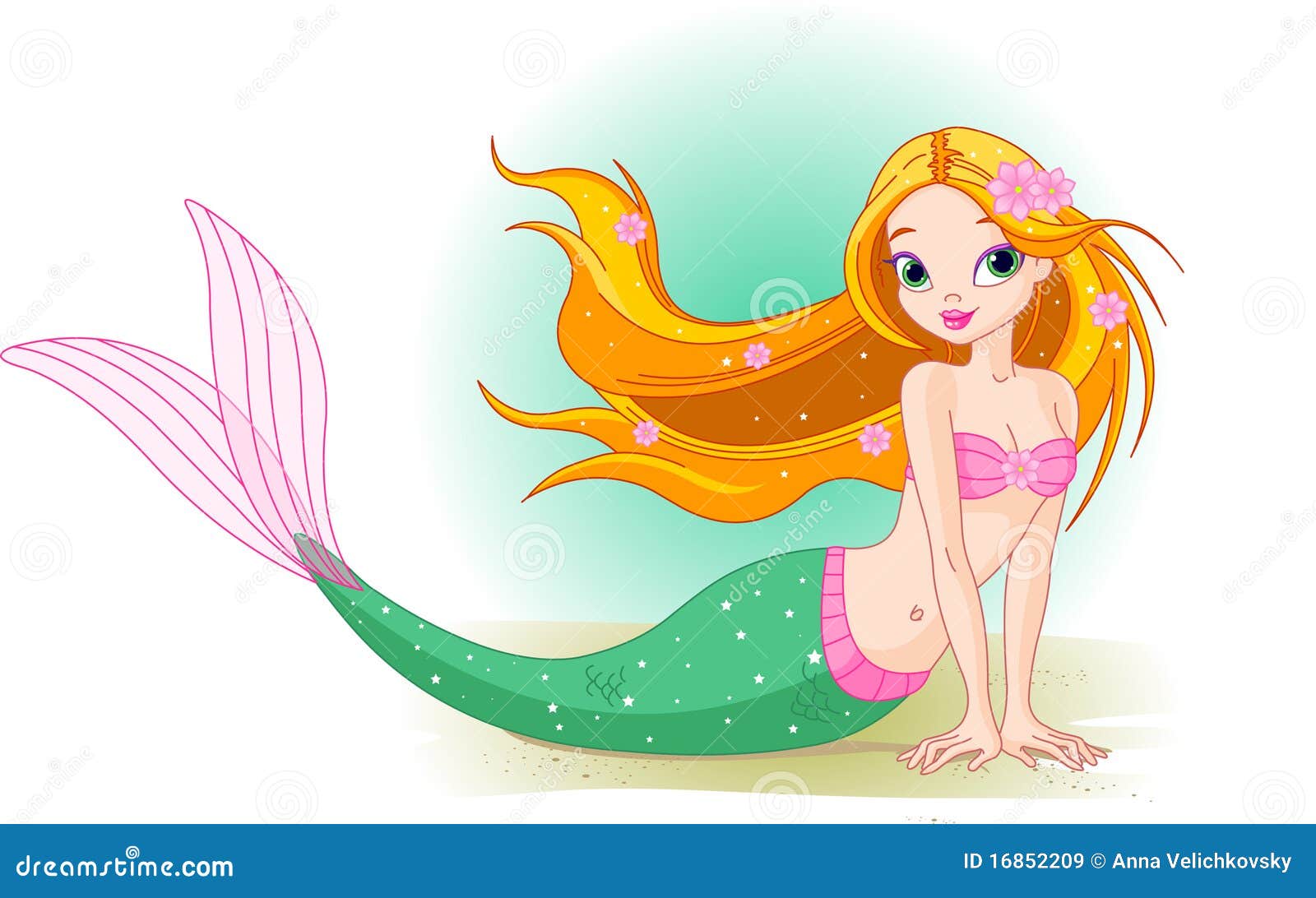 Petite fille de sirène illustration stock. Illustration du natation -  14284000