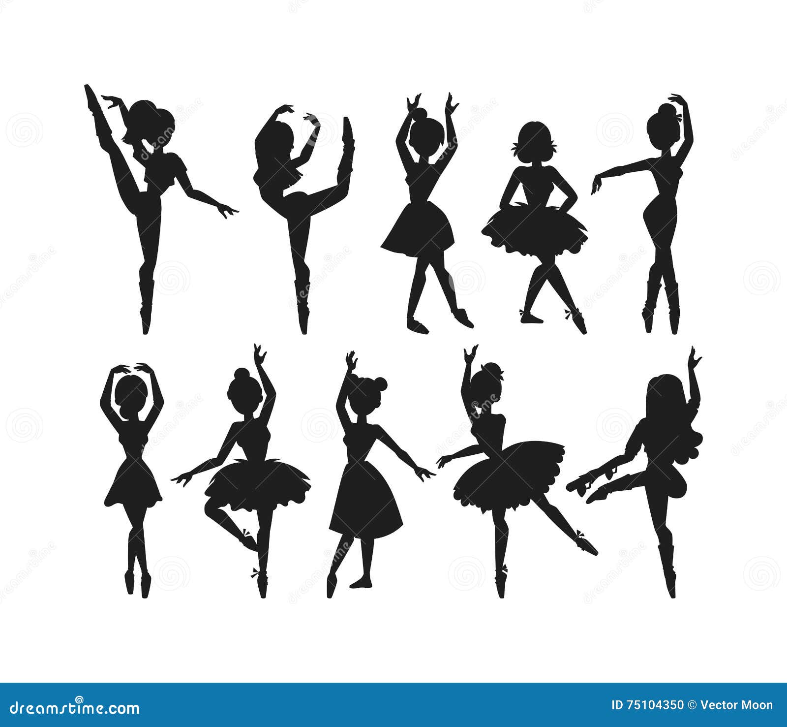 Poster Jeune femme ballerine danseuse de ballet danse silhouette