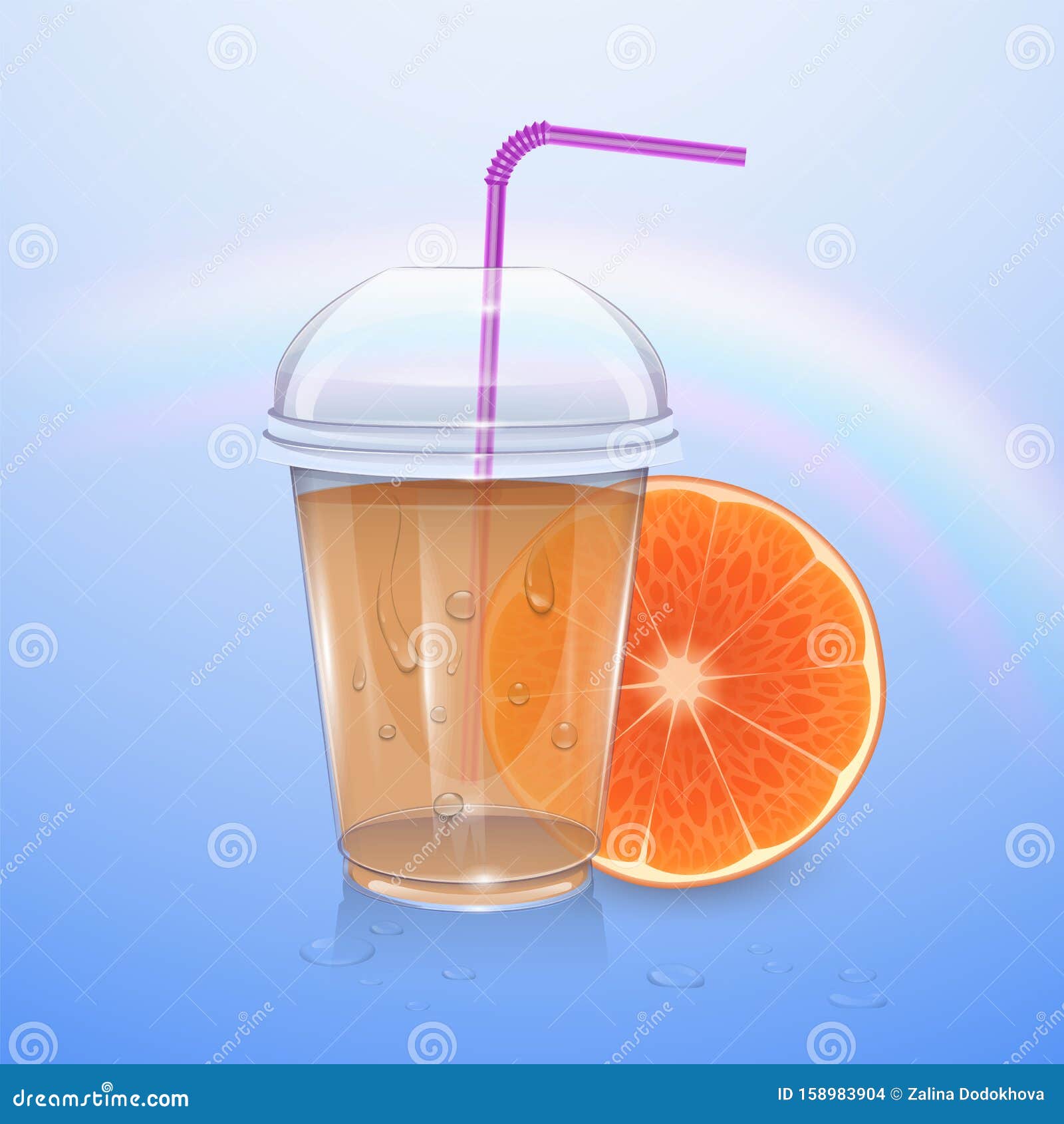 Download Filled Disposable Plastic Cup With Lid. Orange Juice ...