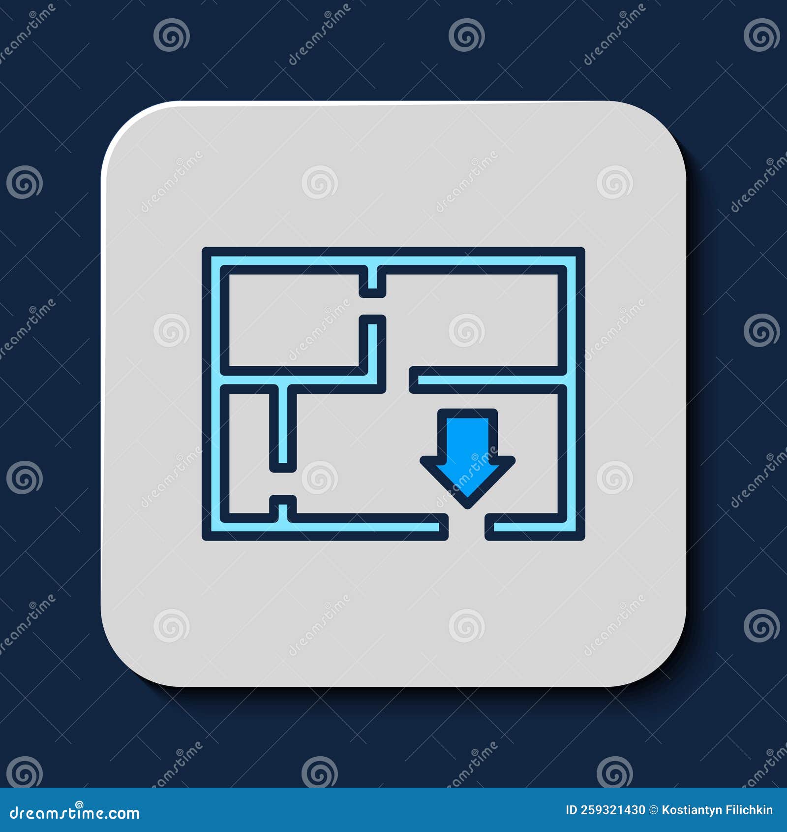 Filled Outline Evacuation Plan Icon Isolated on Blue Background. Fire Escape Plan Stock Vector