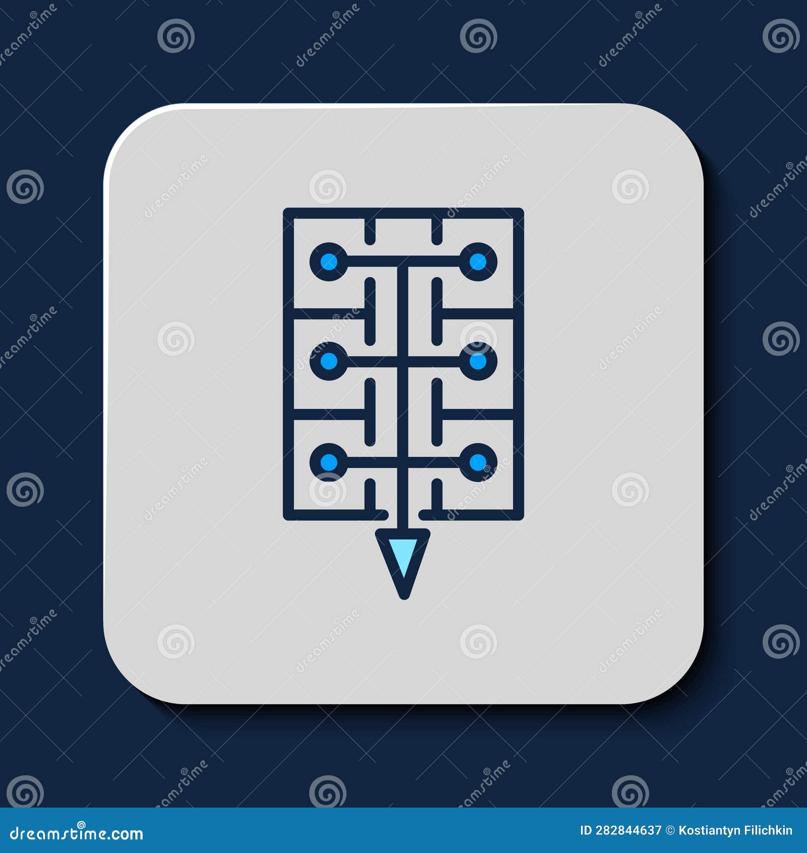 Filled Outline Evacuation Plan Icon Isolated on Blue Background. Fire Escape Plan Stock Vector