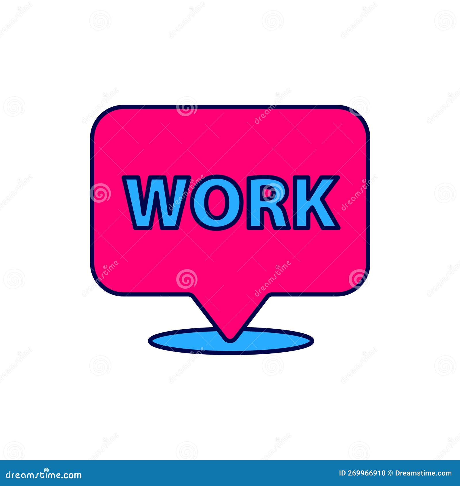 filled outline location with text work icon  on white background. 