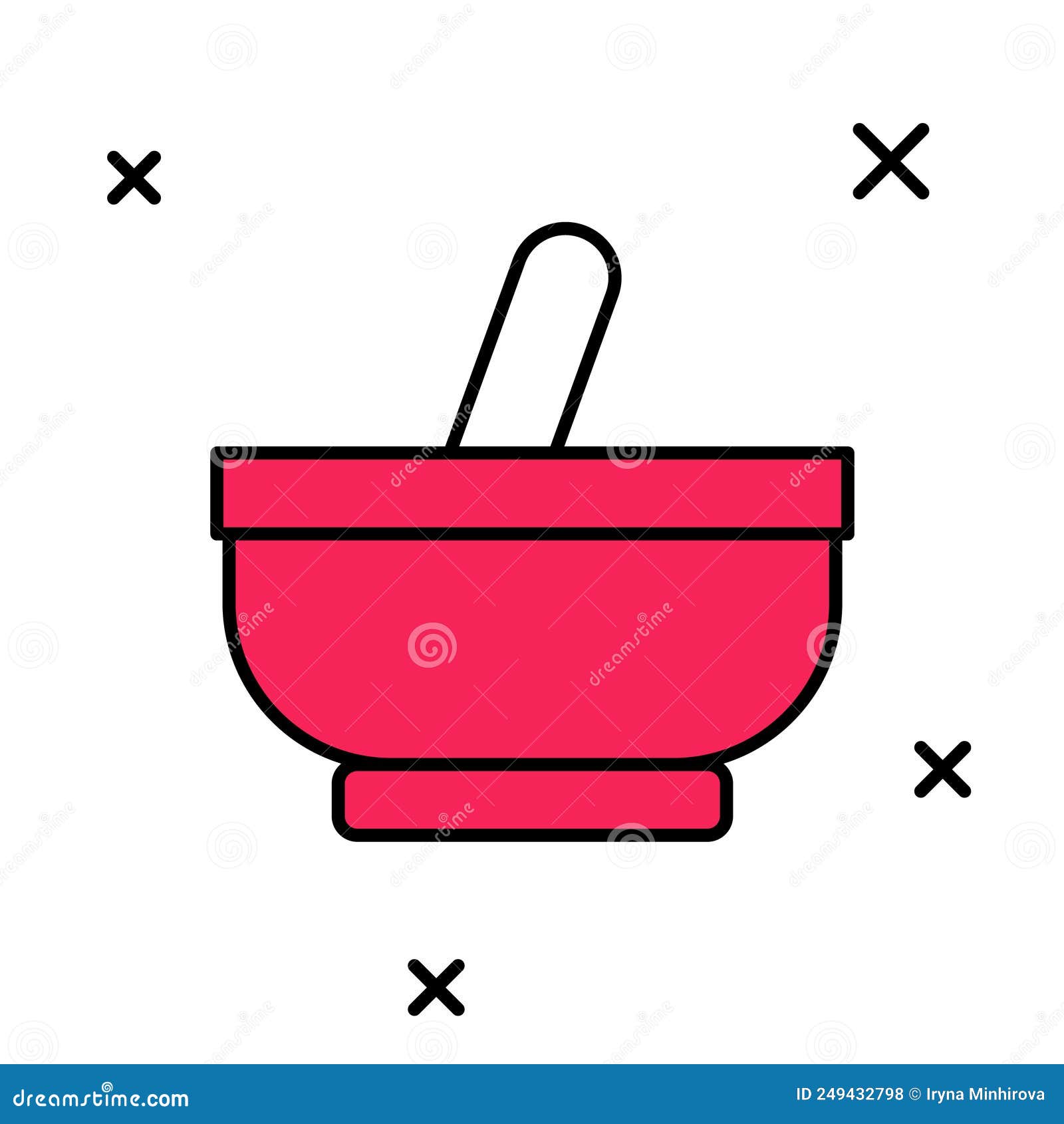 Filled Outline Mortar and Pestle Icon Isolated on White Background