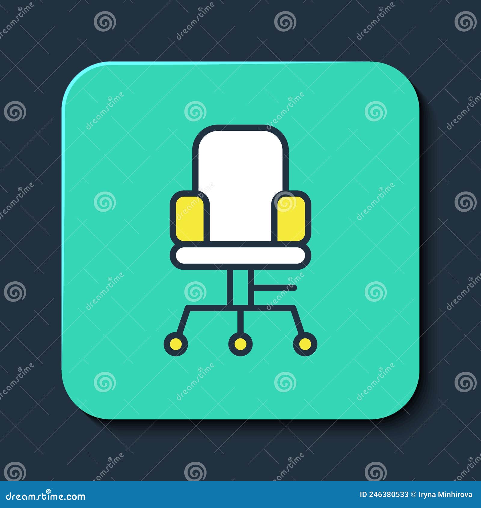 Filled Outline Office Chair Icon Isolated on Blue Background. Turquoise