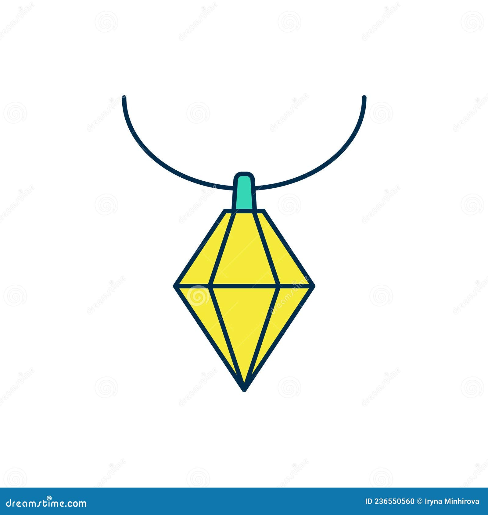 Filled Outline Pendant on Necklace Icon Isolated on White Background. Vector Stock Vector