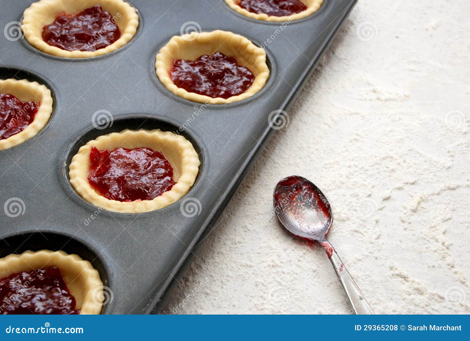 Filled, Uncooked Jam Tarts in a Tin Stock Photo Image of equipment
