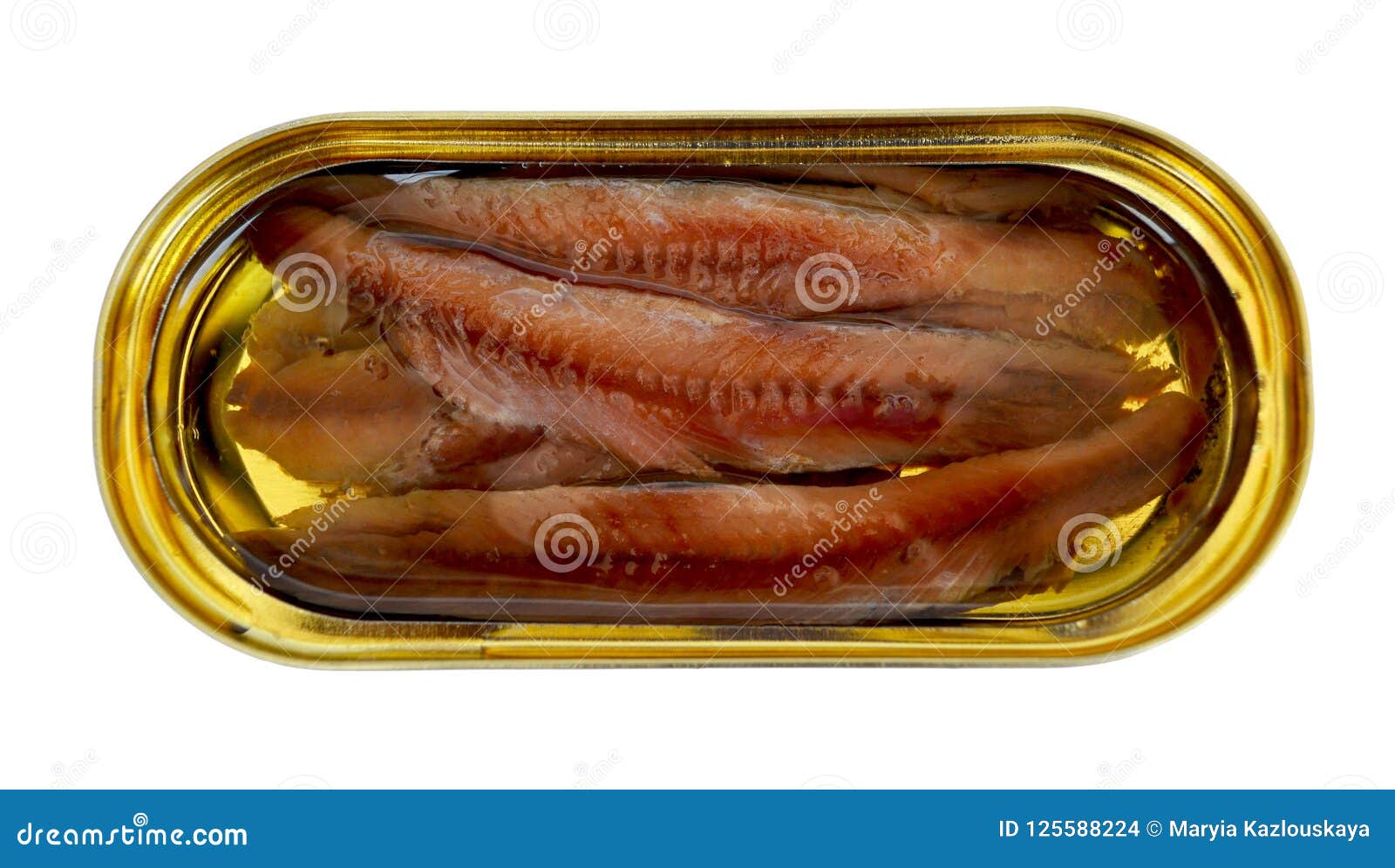 Download Fillet Of Anchovies With Oil In A Yellow Oval Tin Can Close Up Top View Isolated Stock Photo Image Of Ingredient Food 125588224 Yellowimages Mockups