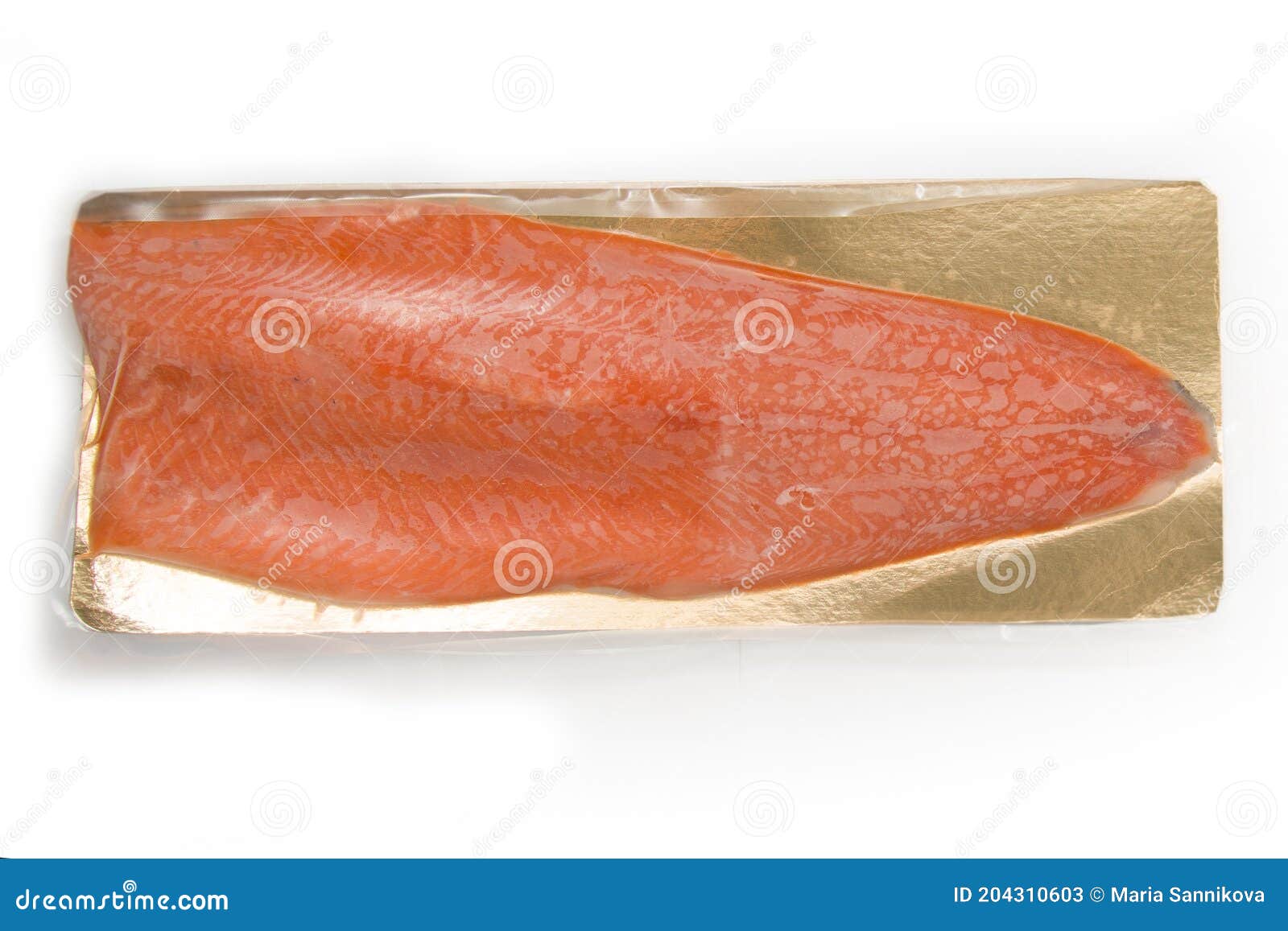 Fillet of Red Fish in Vacuum Packing. Isolate. Horizontal Format. View