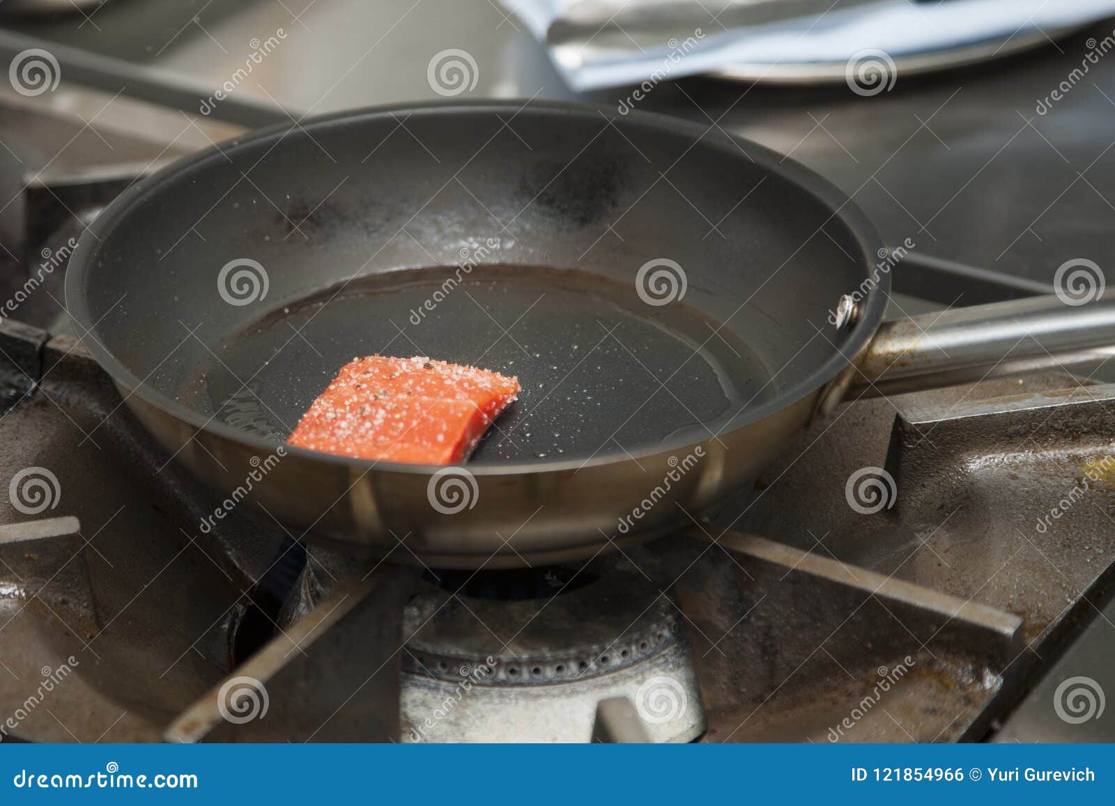Fillet of Salmon Roasted in a Frying Pan Stock Photo - Image of dish ...