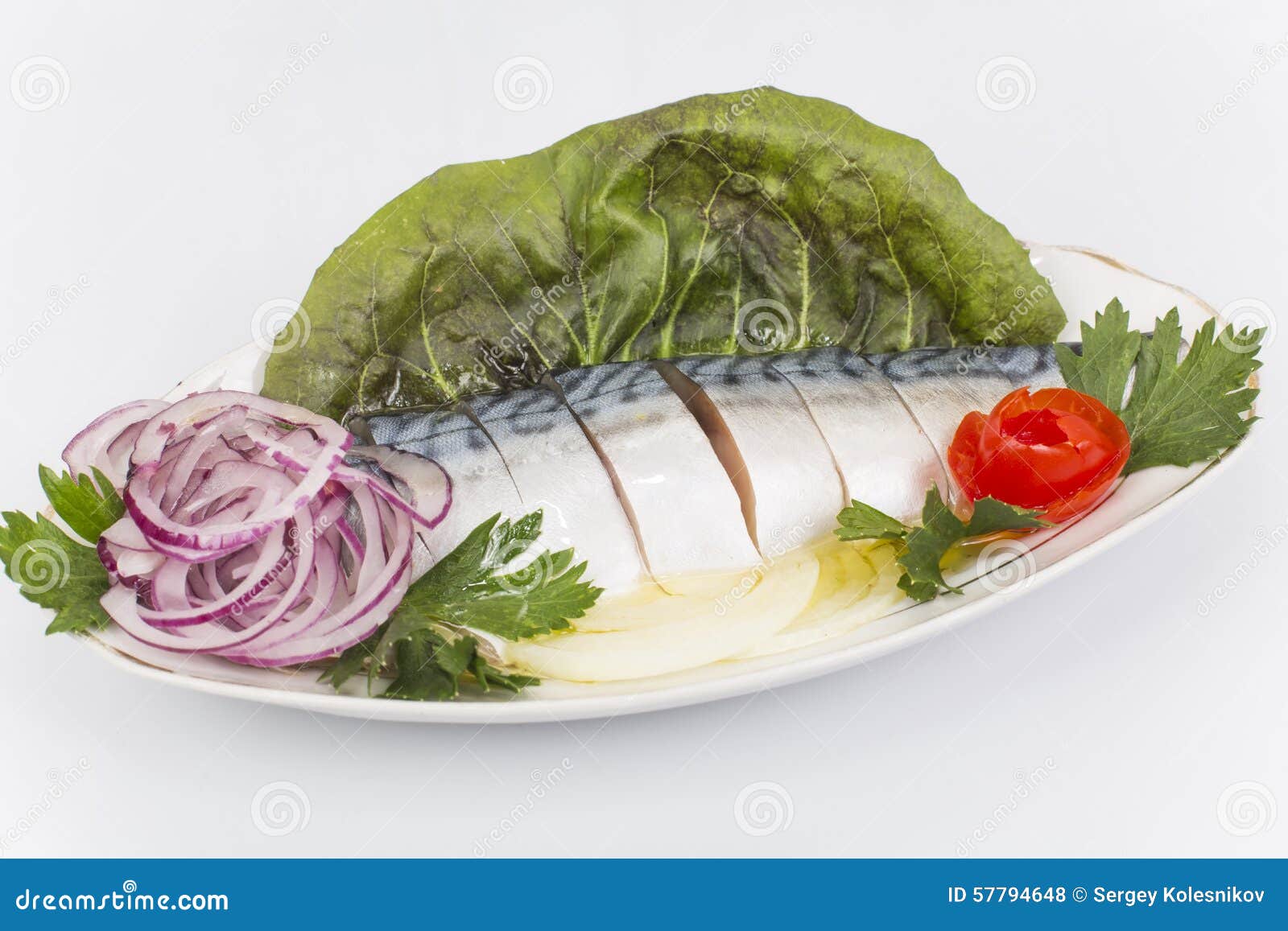 Fillet, salted mackerel stock photo. Image of wooden 57794648