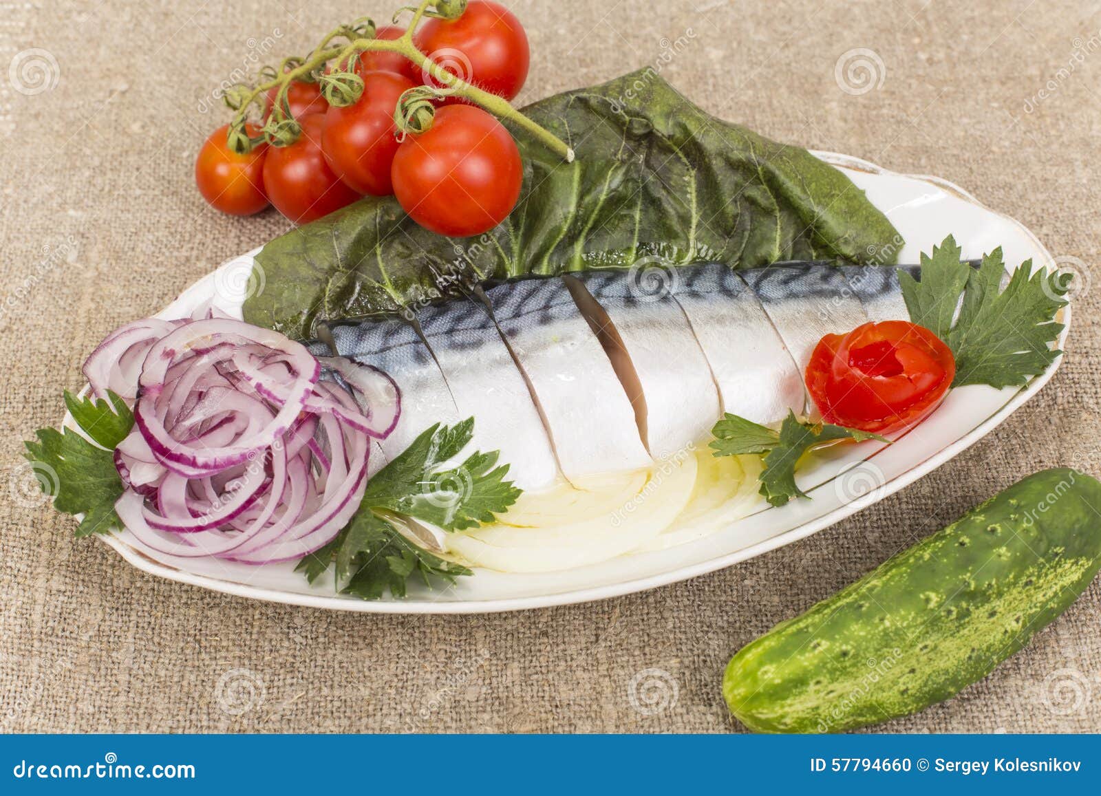Fillet, salted mackerel stock photo. Image of cherry 57794660