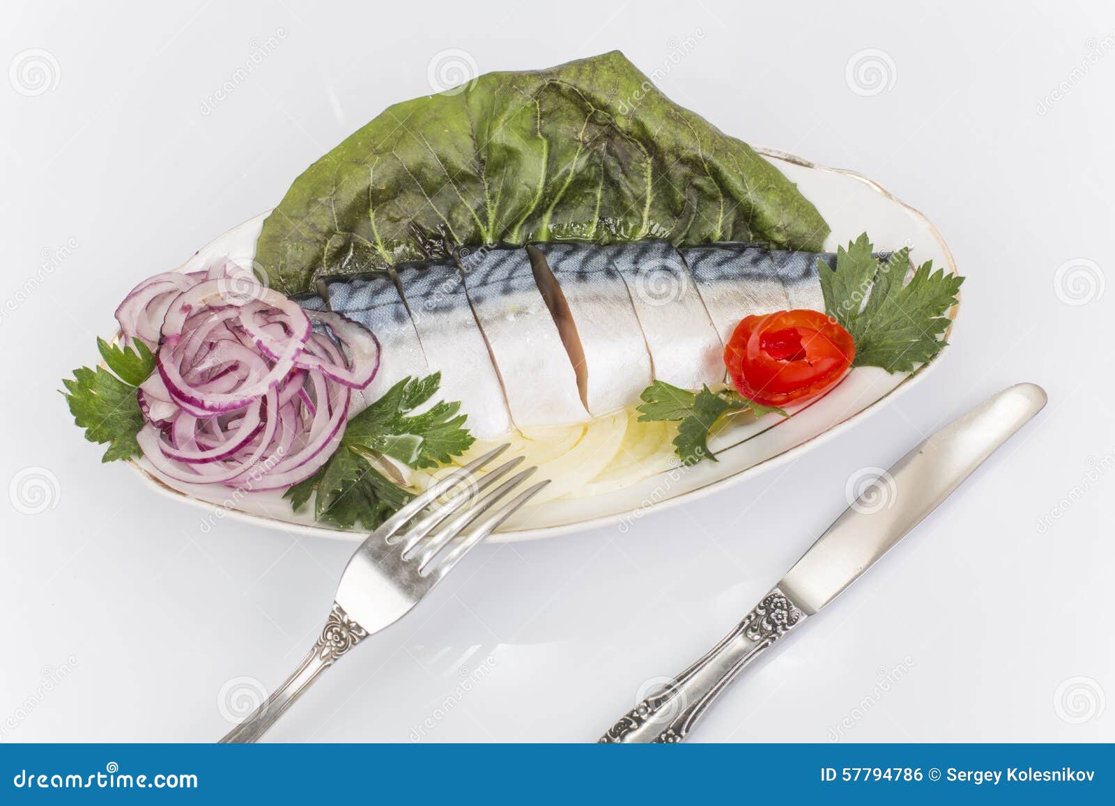 Fillet, salted mackerel stock photo. Image of salad, tomatoes 57794786