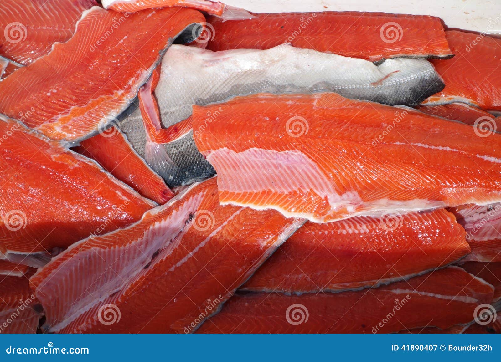 filleted red salmon
