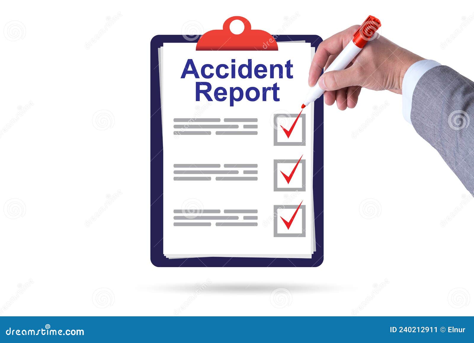 Filling in Accident Report in Insurance Concept Stock Image Image of
