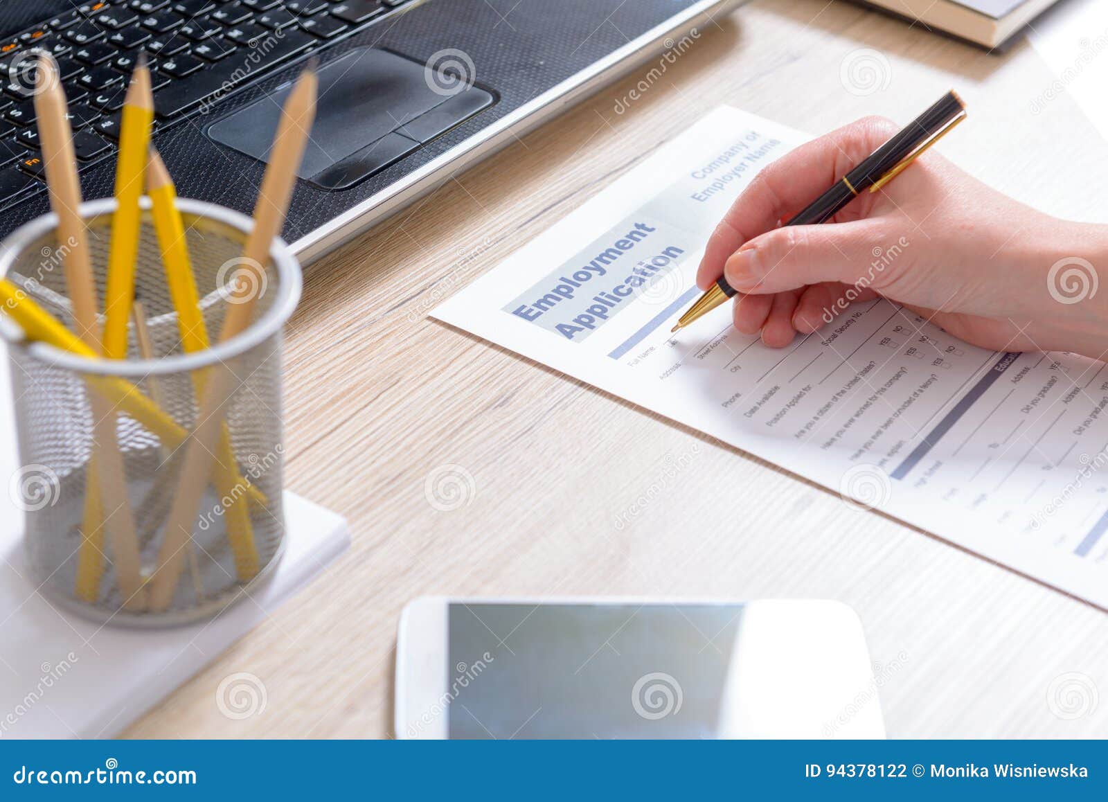 Filling in Blank Employment Application Form Stock Photo - Image of ...