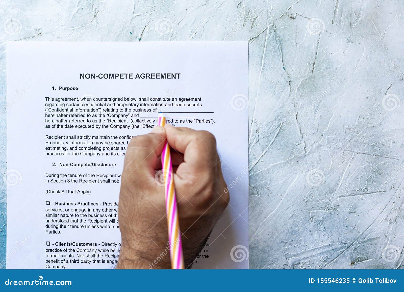 filling non-compete agreement form