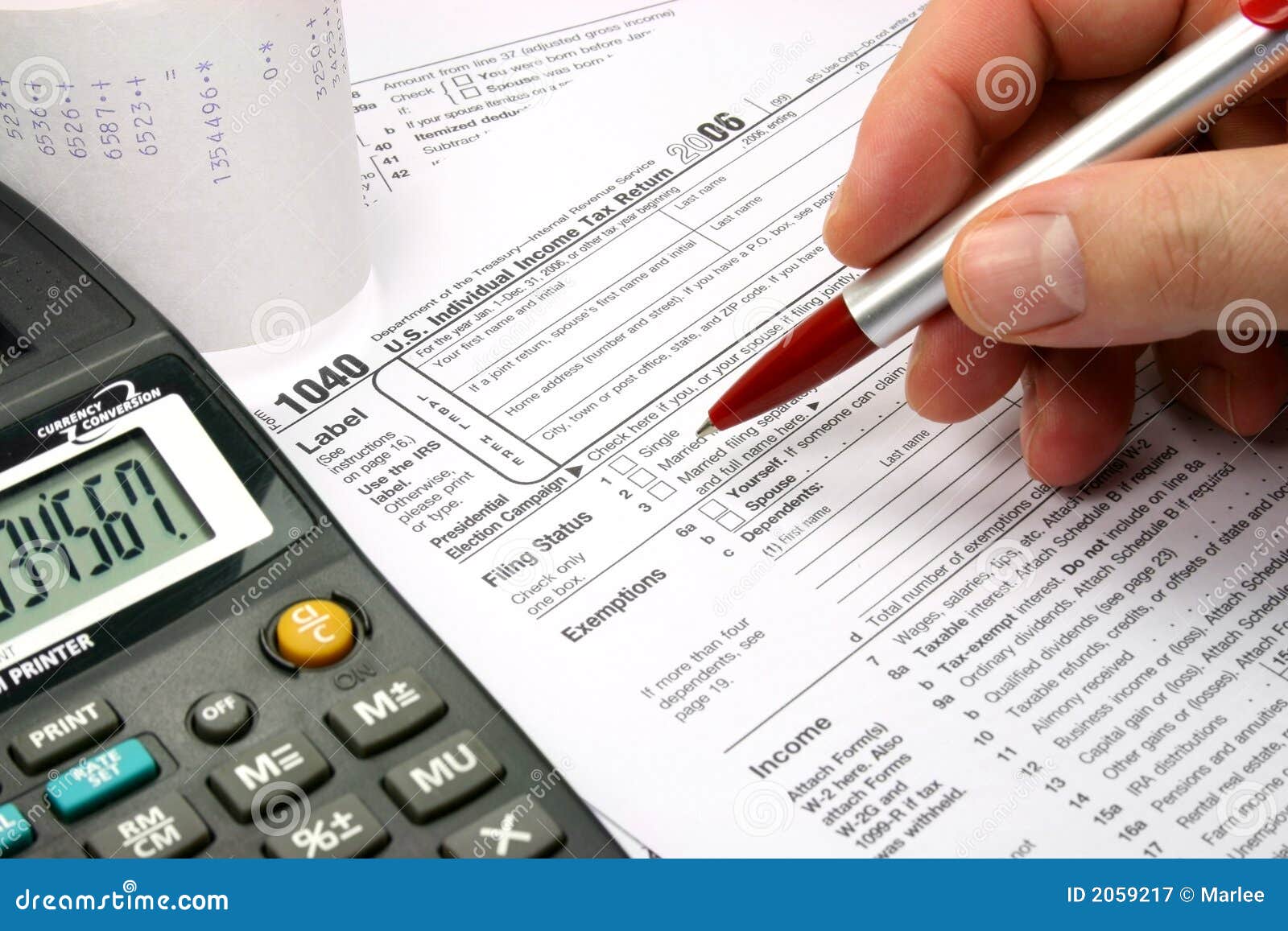 Filling out tax form editorial photography. Image of return - 2059217