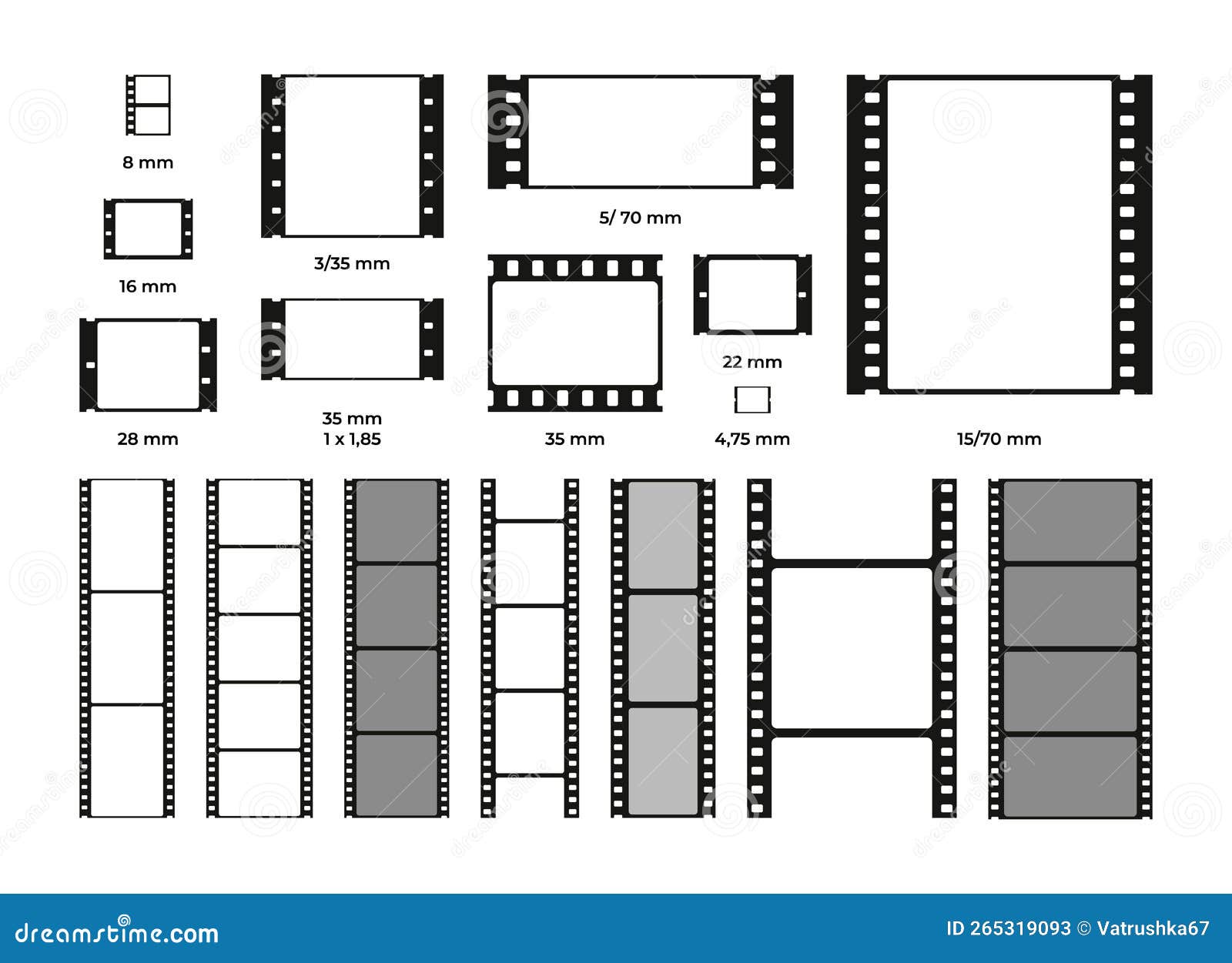 Film Frame Format. Analog 35mm Slide Roll, Photography Cinematography Blank  Negative Strip, Old Retro Tape Reel Stock Illustration - Illustration of  border, design: 265319093