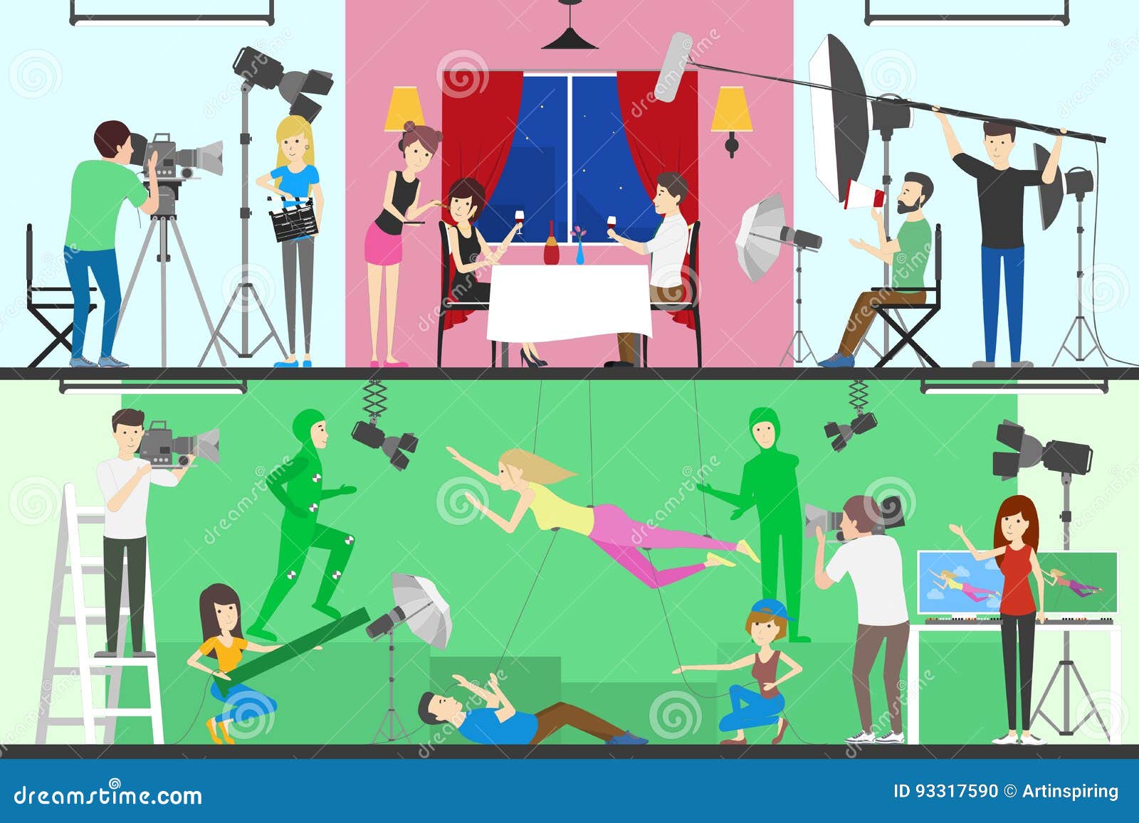 Film production set. stock vector. Illustration of people 93317590