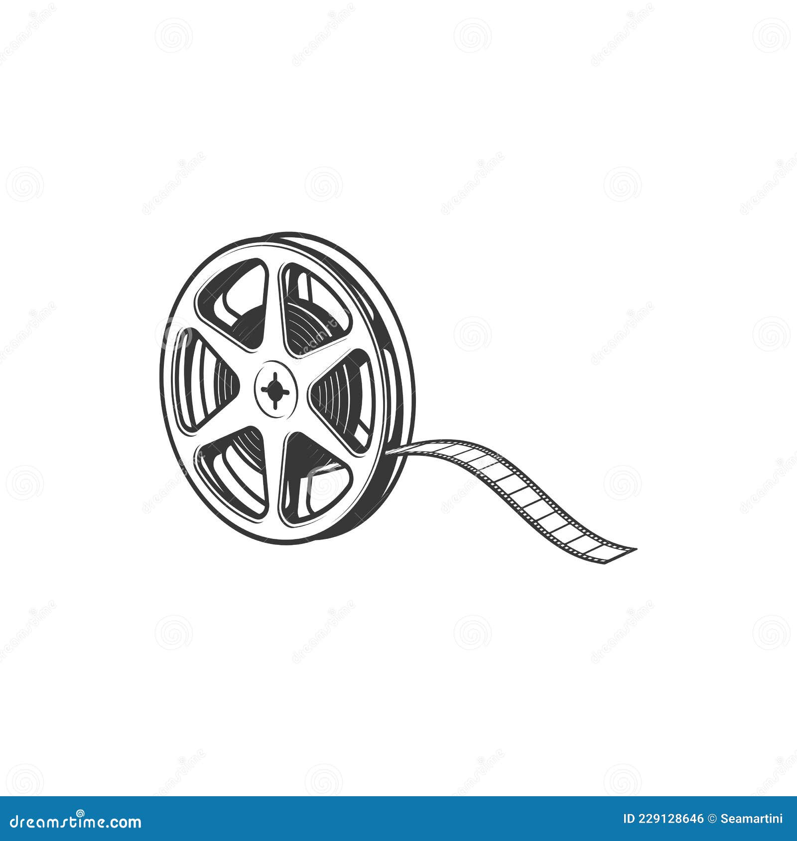 Film Reel with Cinema Tape Retro Video Record Stock Vector