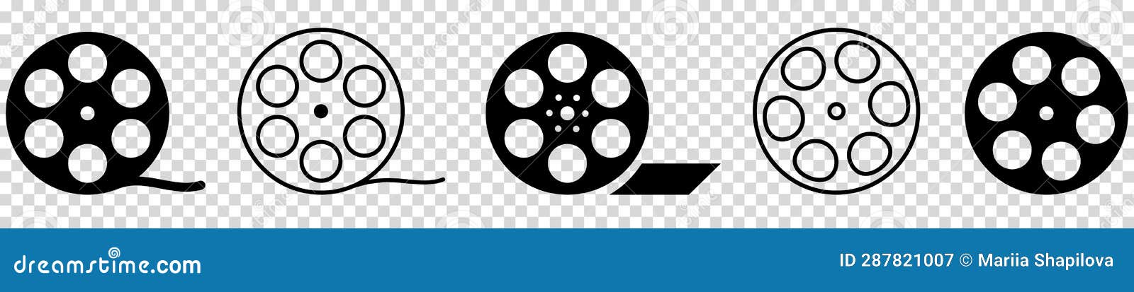 Film reel icon set stock vector. Illustration of footage - 287821007