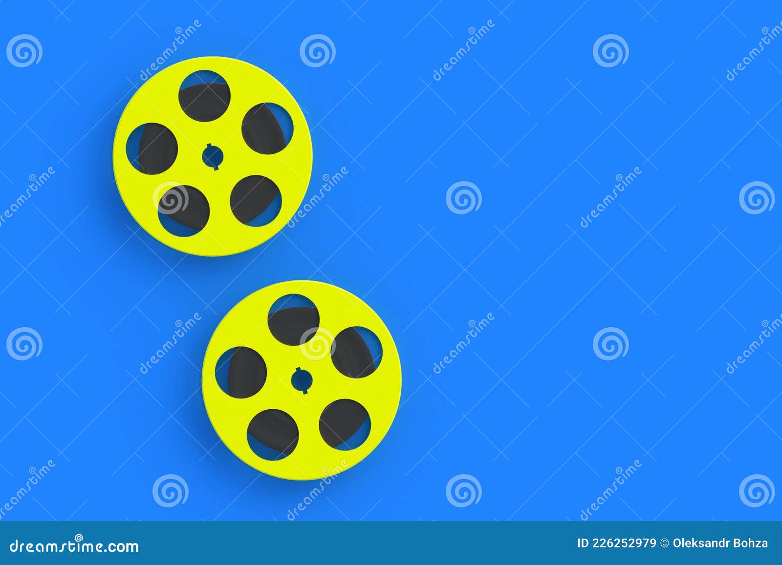 Film Reel in Metal Frame of Yellow Color on Blue Background Stock  Illustration - Illustration of cinema, frame: 226252979