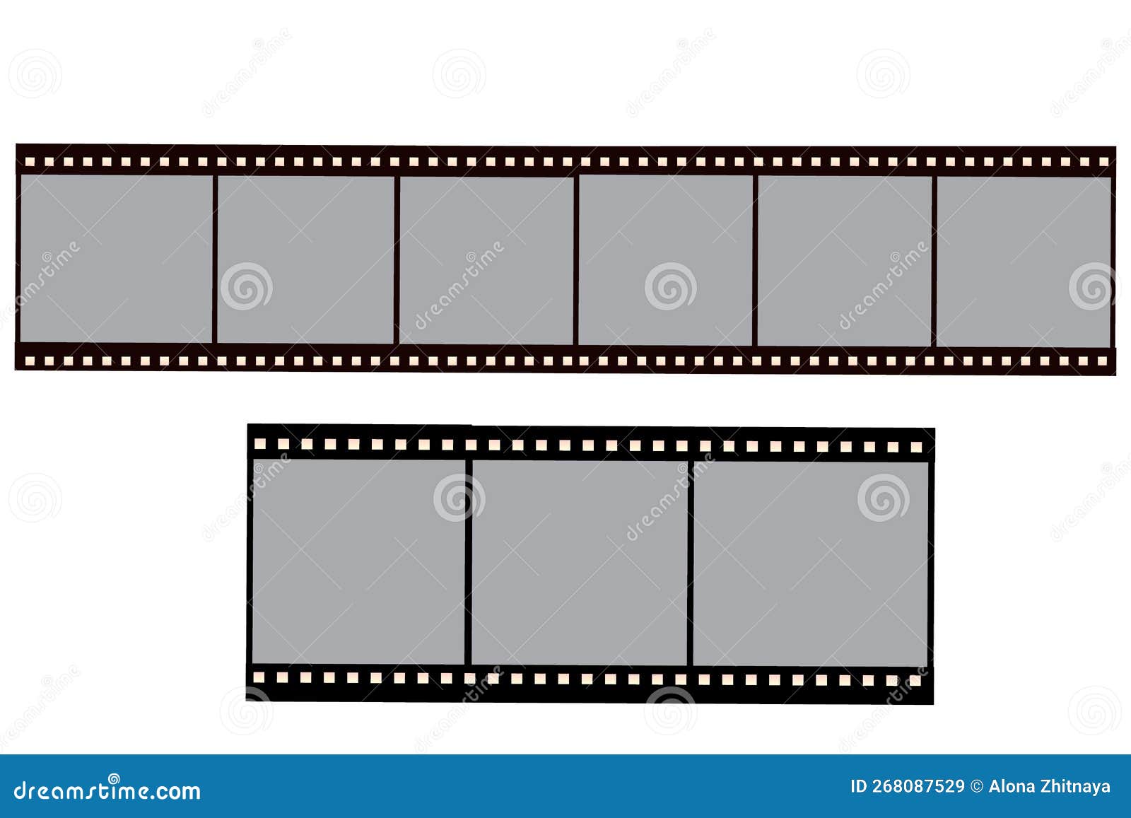 Film Strip, Empty Tape Border Frame Isolated on White Background Stock