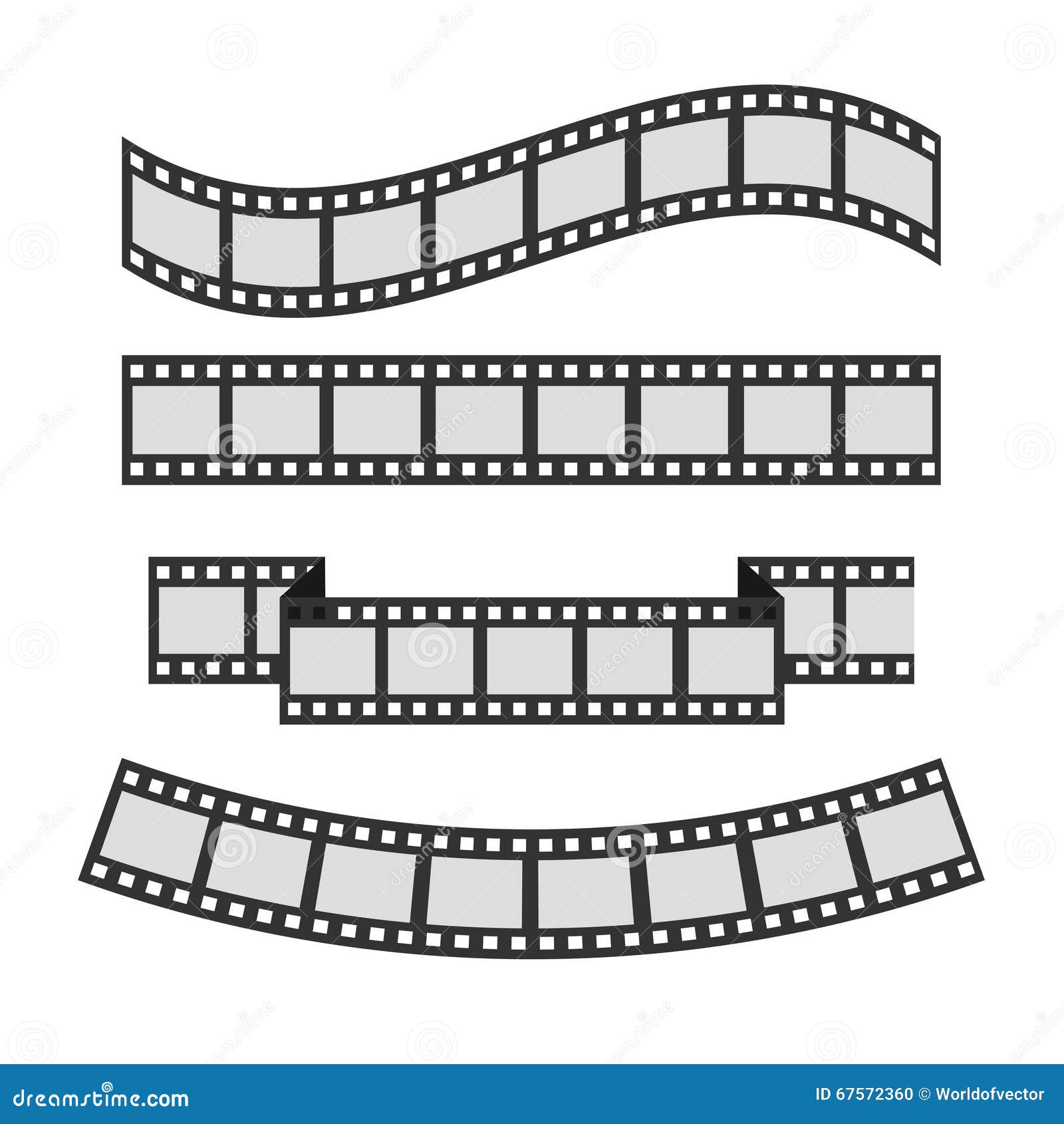 Film Strip Frame Set. Different Shape Ribbon. Template. Design Element