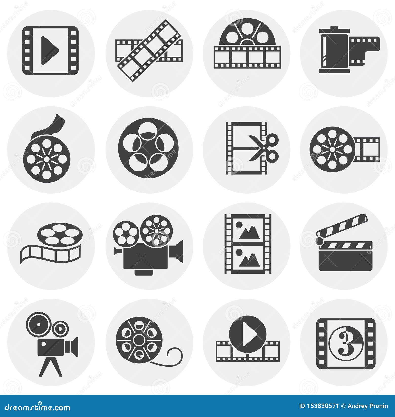 Film Strip Related Icons Set on Background for Graphic and Web Design ...