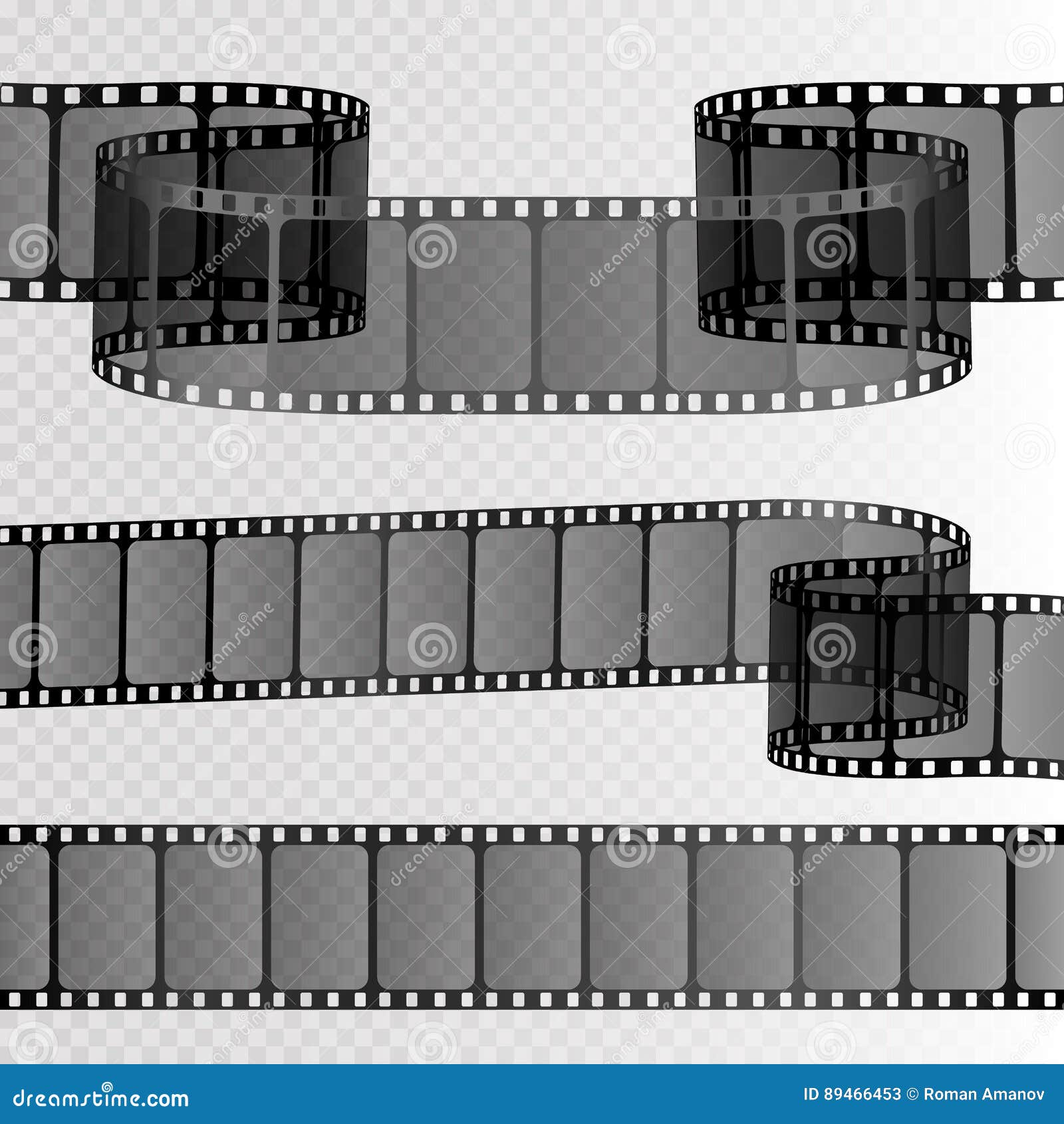 Film Strip on Transparent Background. Movie Reel Template. Vector Stock Film Strip on Transparent Background. Movie Reel Template. Vector Stock