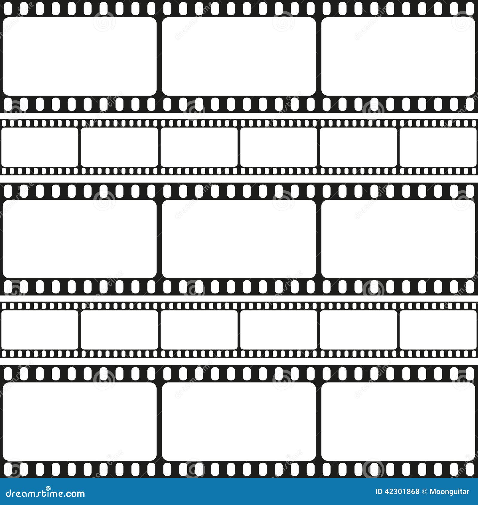 Film Strips Seamless Pattern, Retro Background, Vector Stock Vector