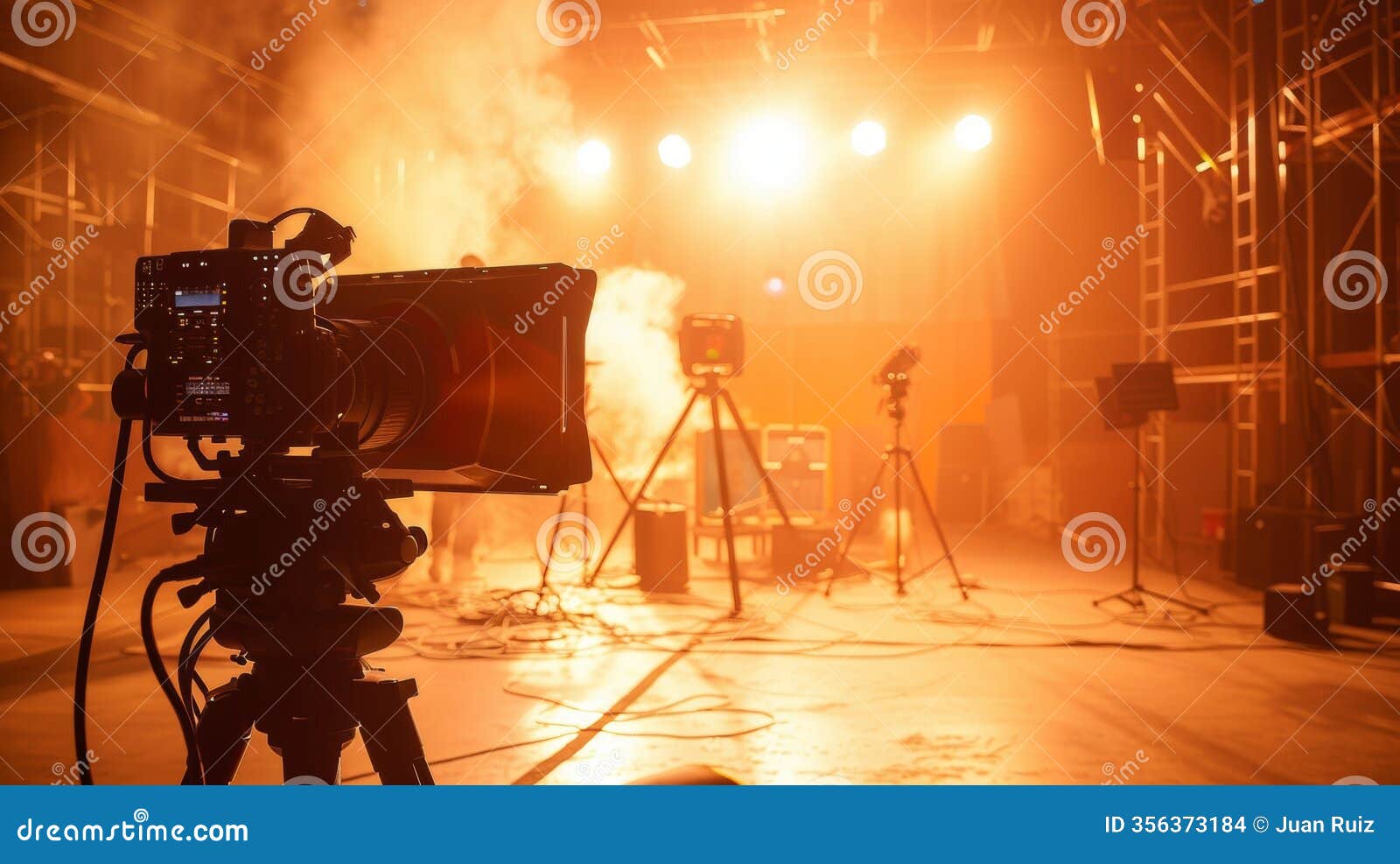 film studio setup with camera and lights