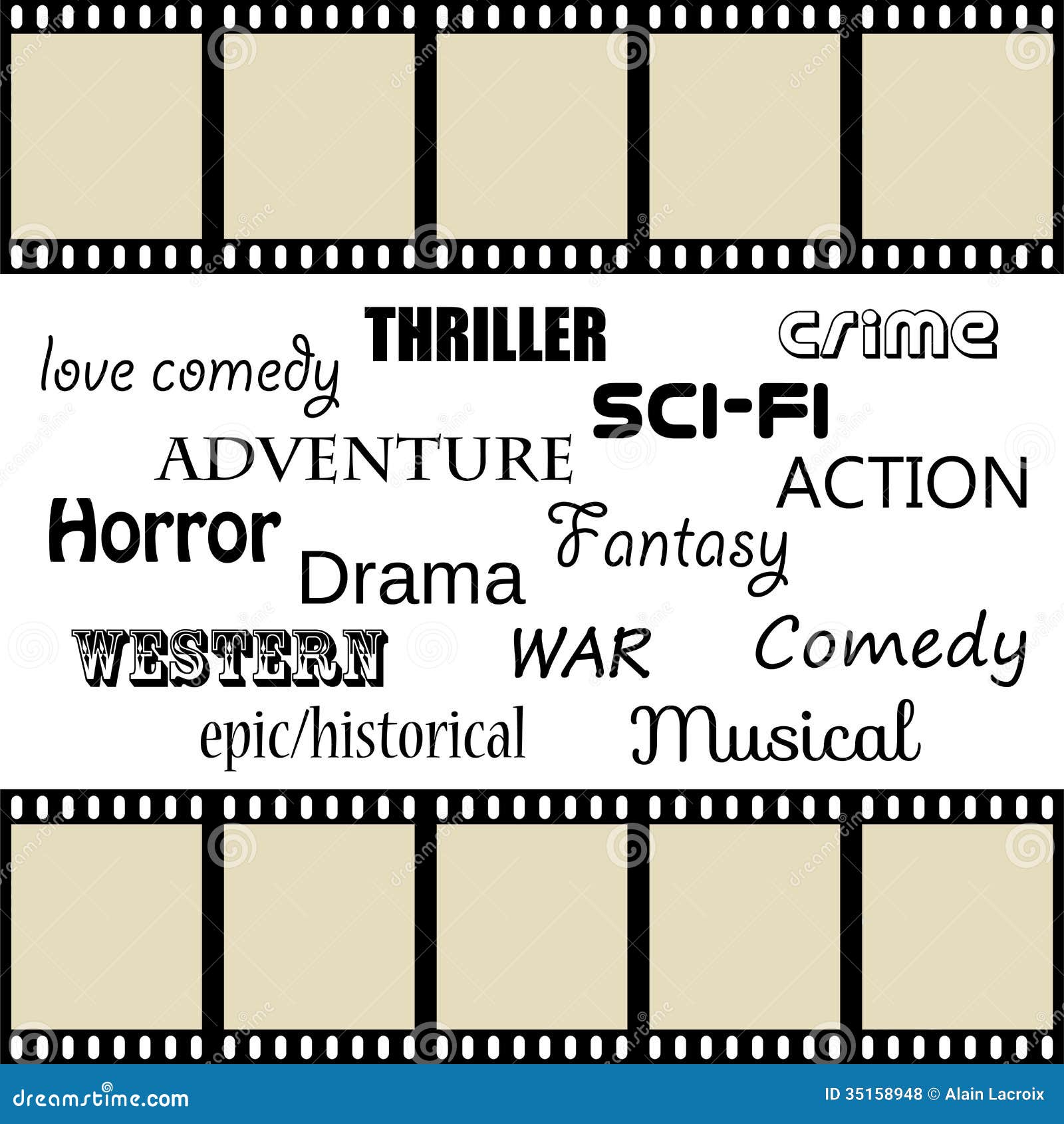 Filmgenrer stock illustrationer. Illustration av drama 35158948