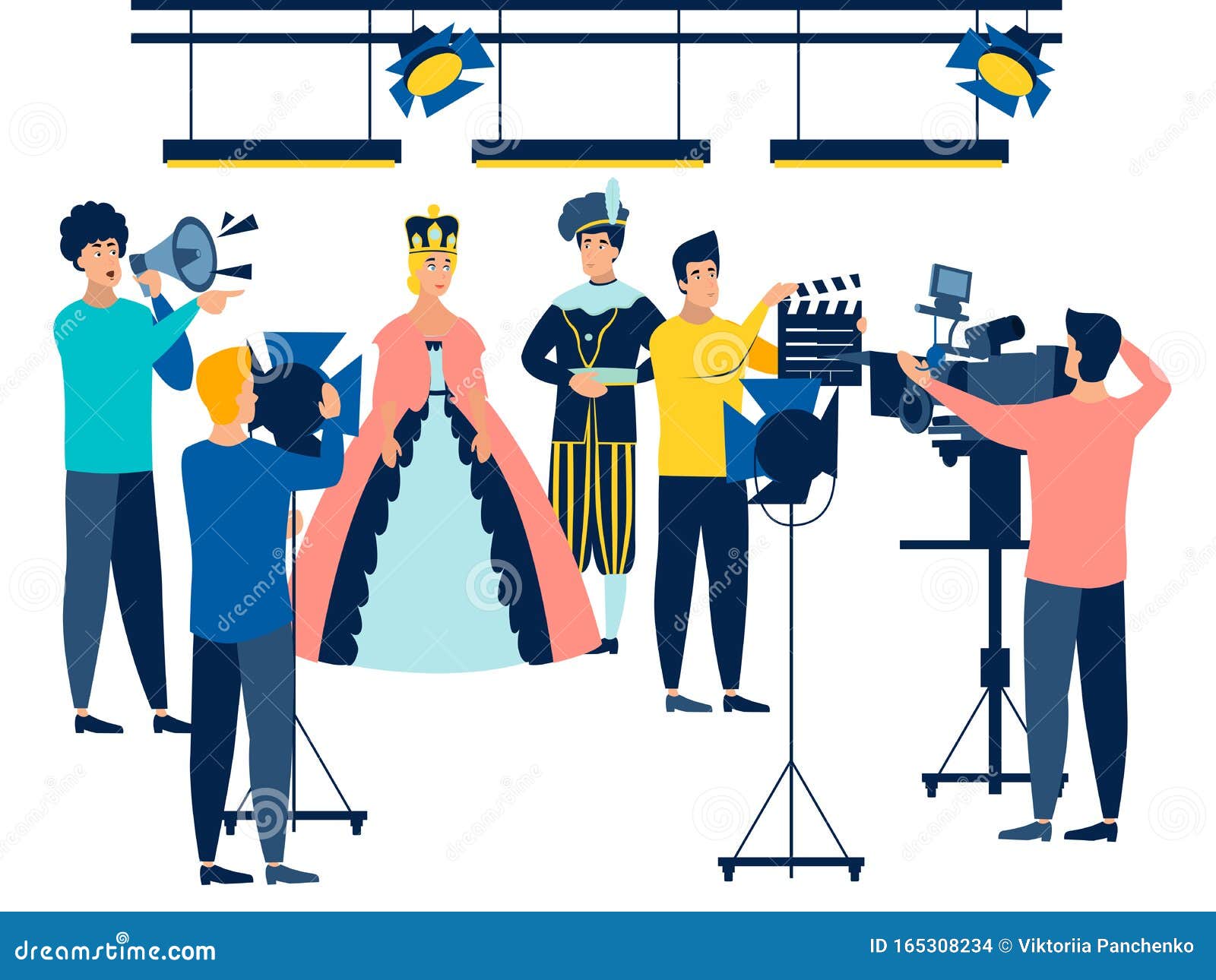Filming. Actors and Film Industry Employees. in Minimalist Style Stock  Illustration - Illustration of motion, minimalist: 165308234