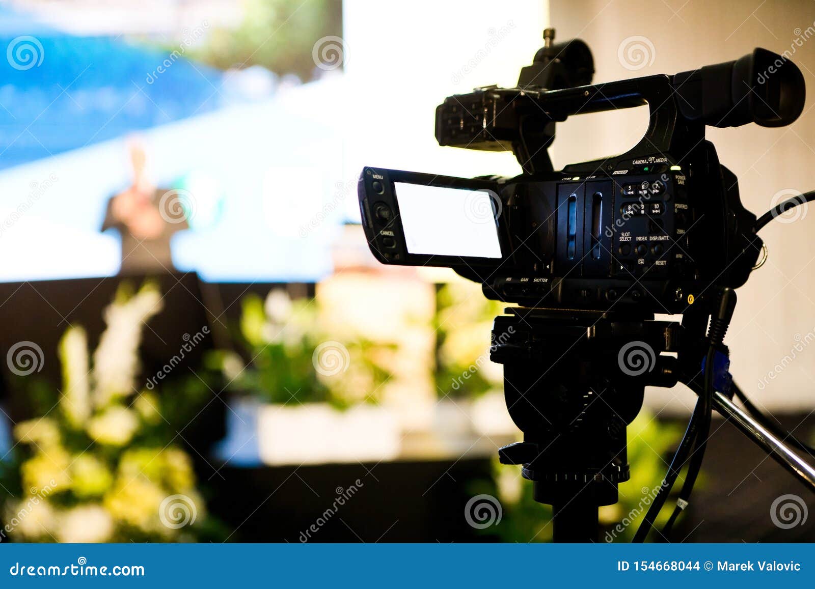 Filming Conference with Video Camera on Tripod Stock Photo Image of