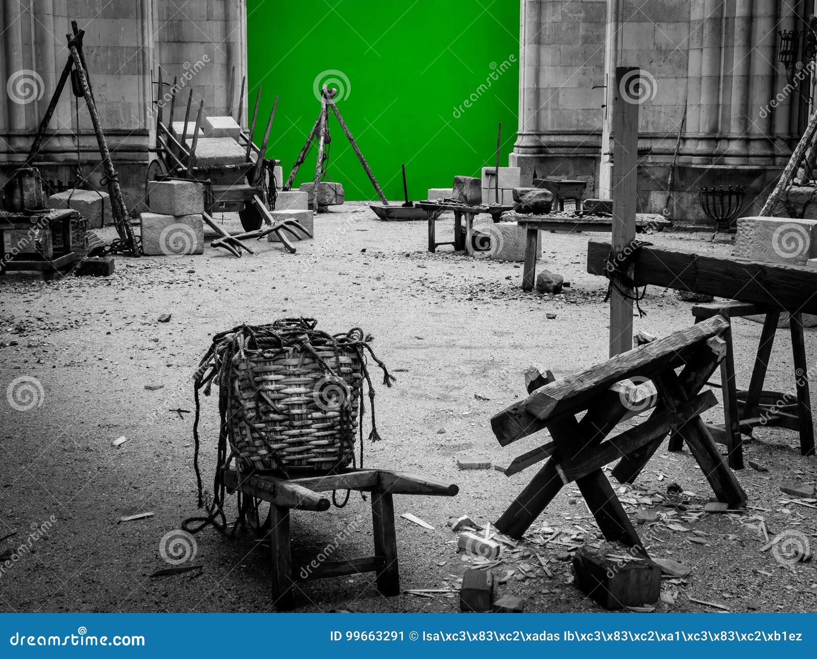 filming set with green screen