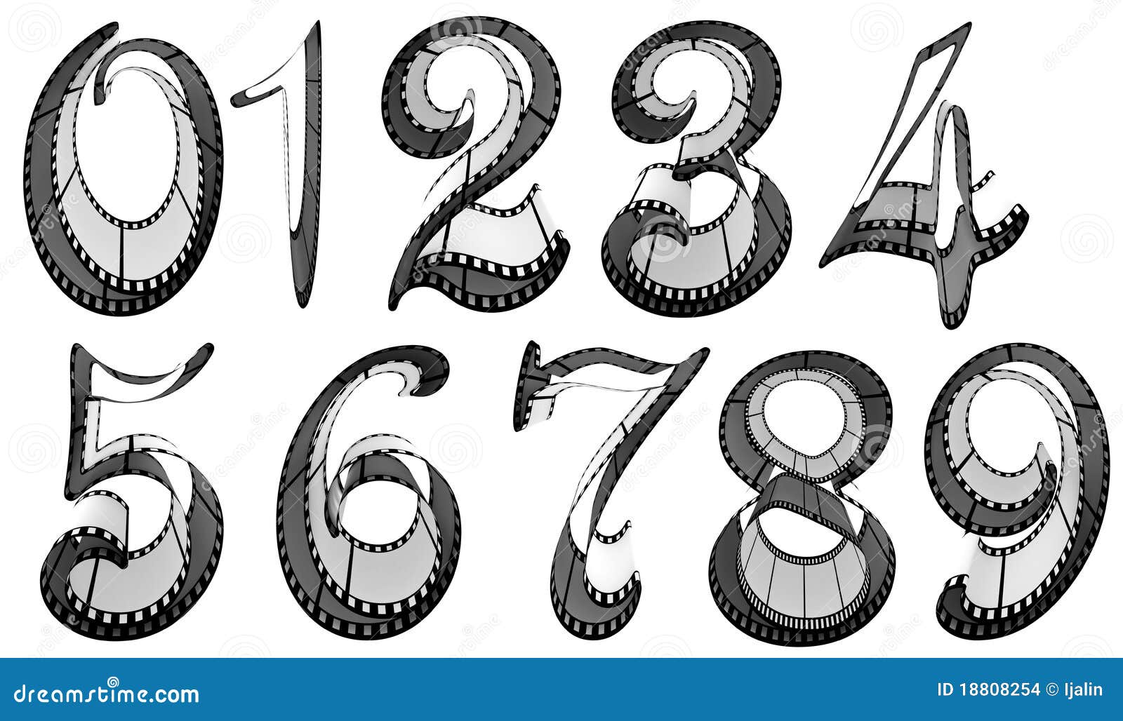 Filmstrip Font Numbers Pack Stock Illustration Illustration Of