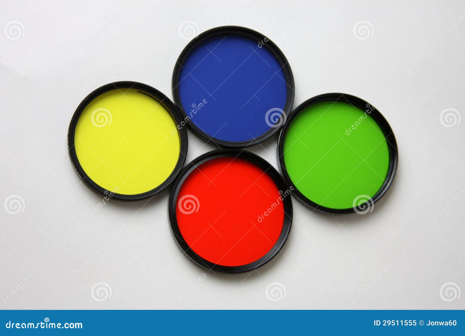 filters, red, yellow, blue and green
