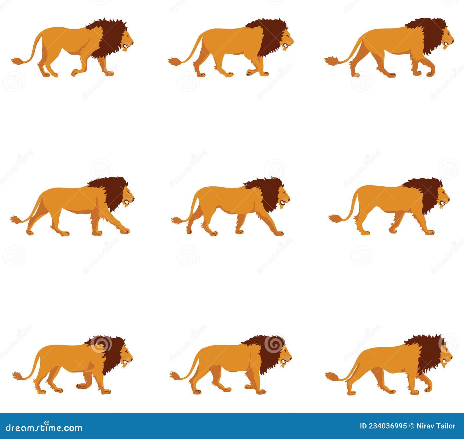 Lions Walk Cycle Animation Frame, Frame by Frame 2d Animation Stock  Illustration - Illustration of silhouette, lions: 234036995