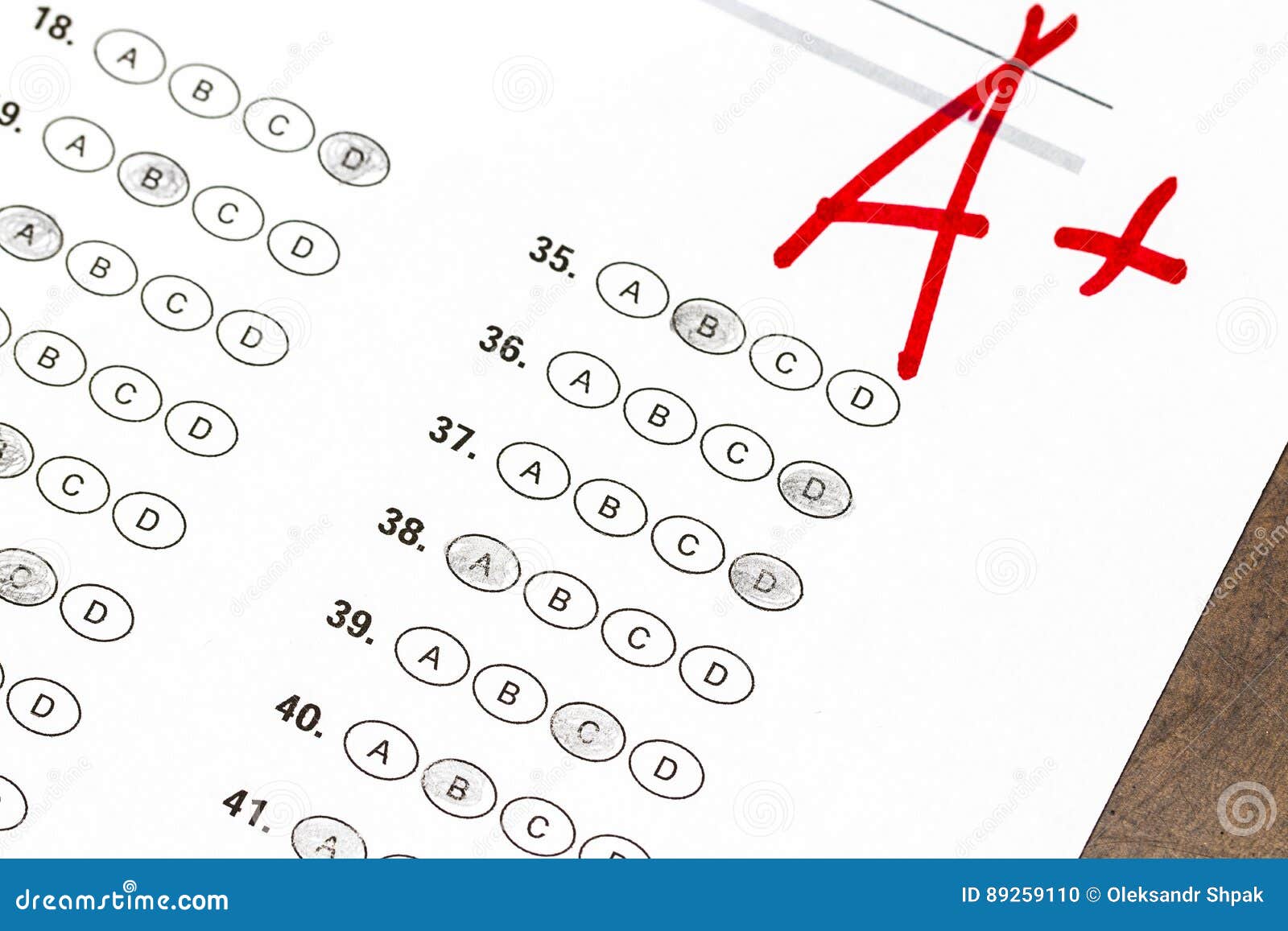 Final Exam Marked with a+ with Red Pencil Stock Photo Image of