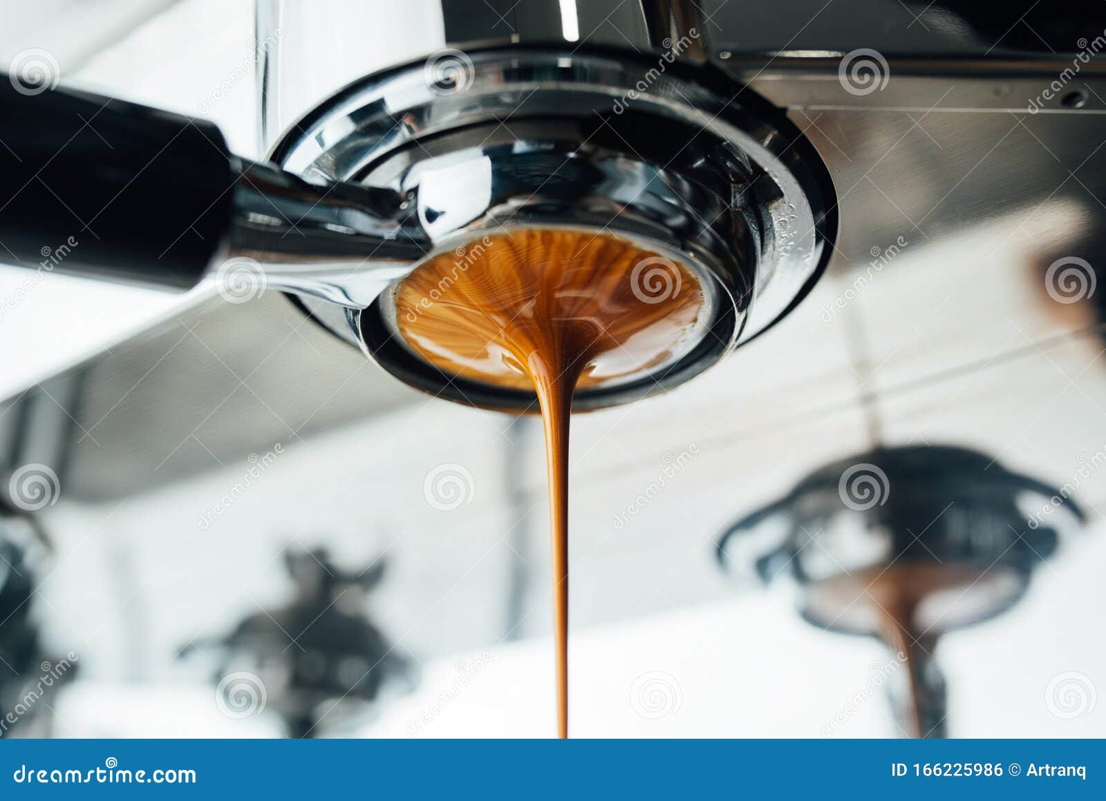 final stage of the espresso extraction process from bottomless portafilter