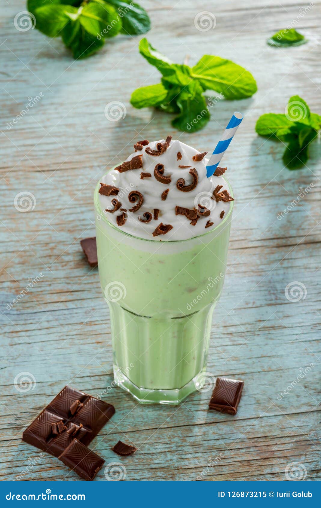 The Final Step of the Mint Milkshake Recipe Stock Image Image of