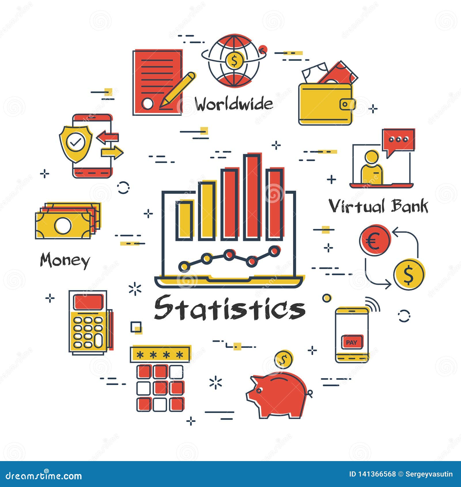 Finance And Banking Statistics Linear Concept Stock Vector ...